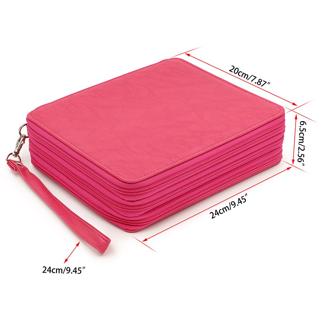 BTSKY Deluxe PU Leather Pencil Case For Colored Pencils - 120 Slot Pencil Holder with Handle Strap