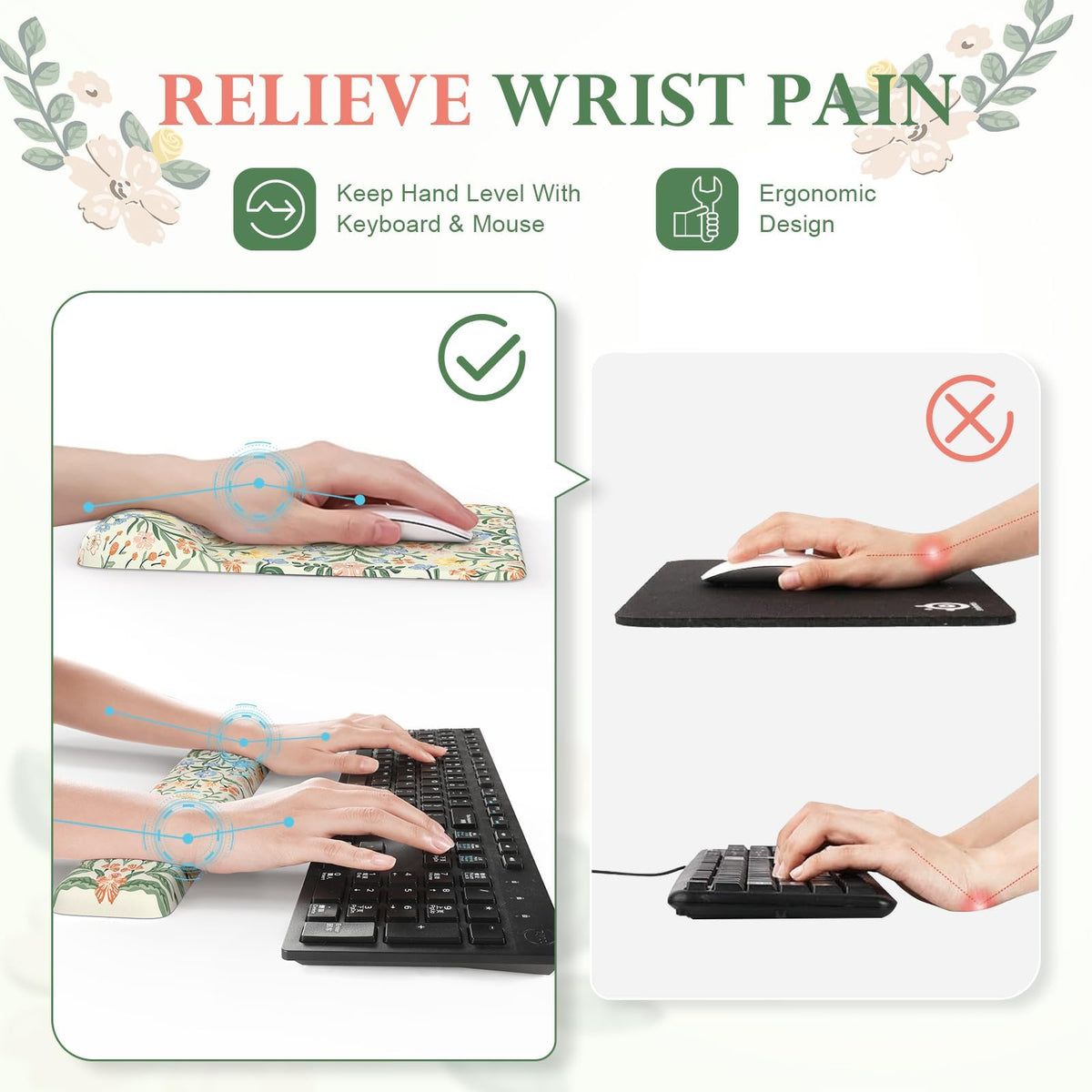 iLeadon Computer Desk Mat, Mouse Pad and Keyboard Wrist Rest Set