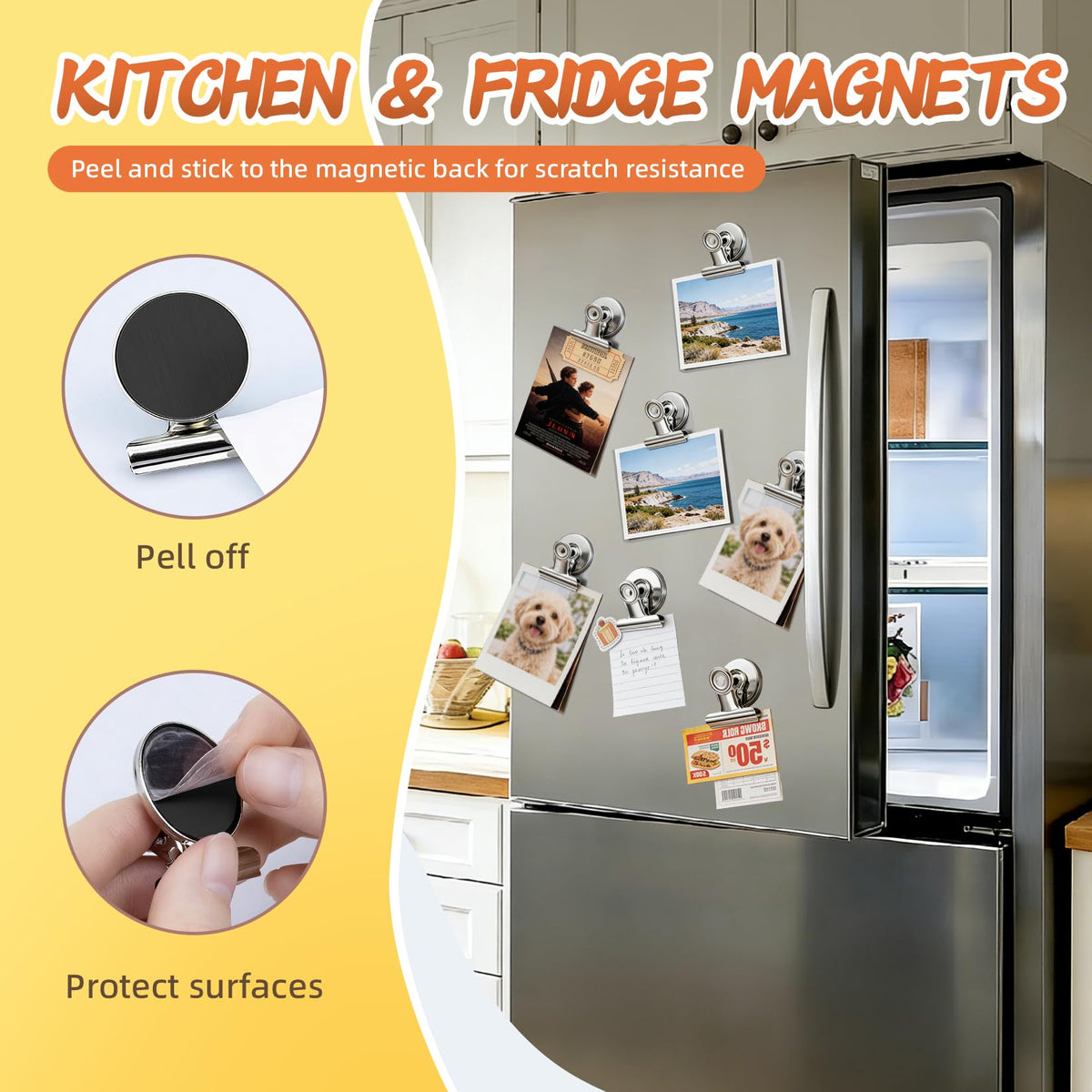 VNDUEEY 50 Pack Fridge Magnets Refrigerator Magnets, Strong Magnetic Clips Heavy Duty, Magnet Clips
