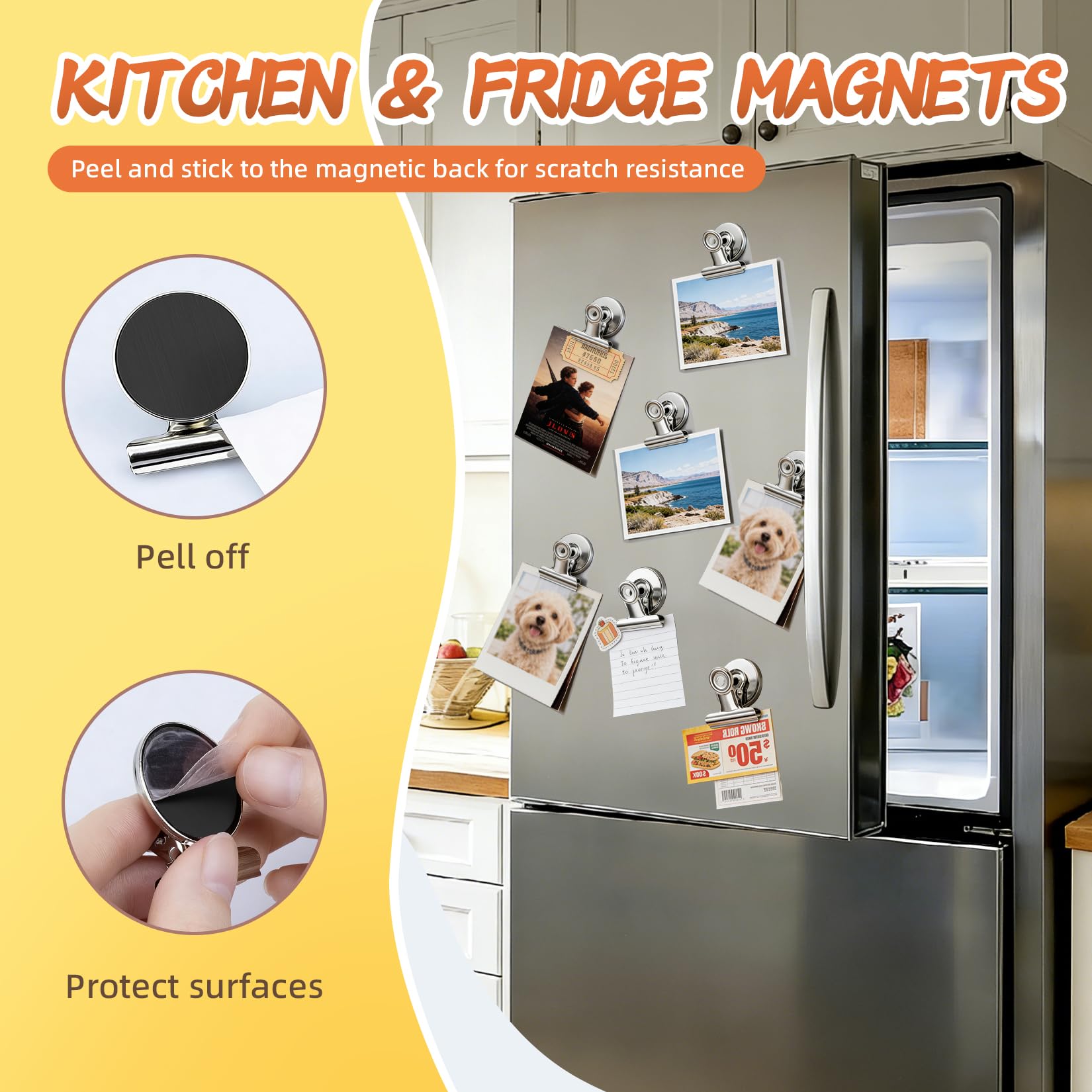 VNDUEEY 50 Pack Fridge Magnets Refrigerator Magnets, Strong Magnetic Clips Heavy Duty, Magnet Clips