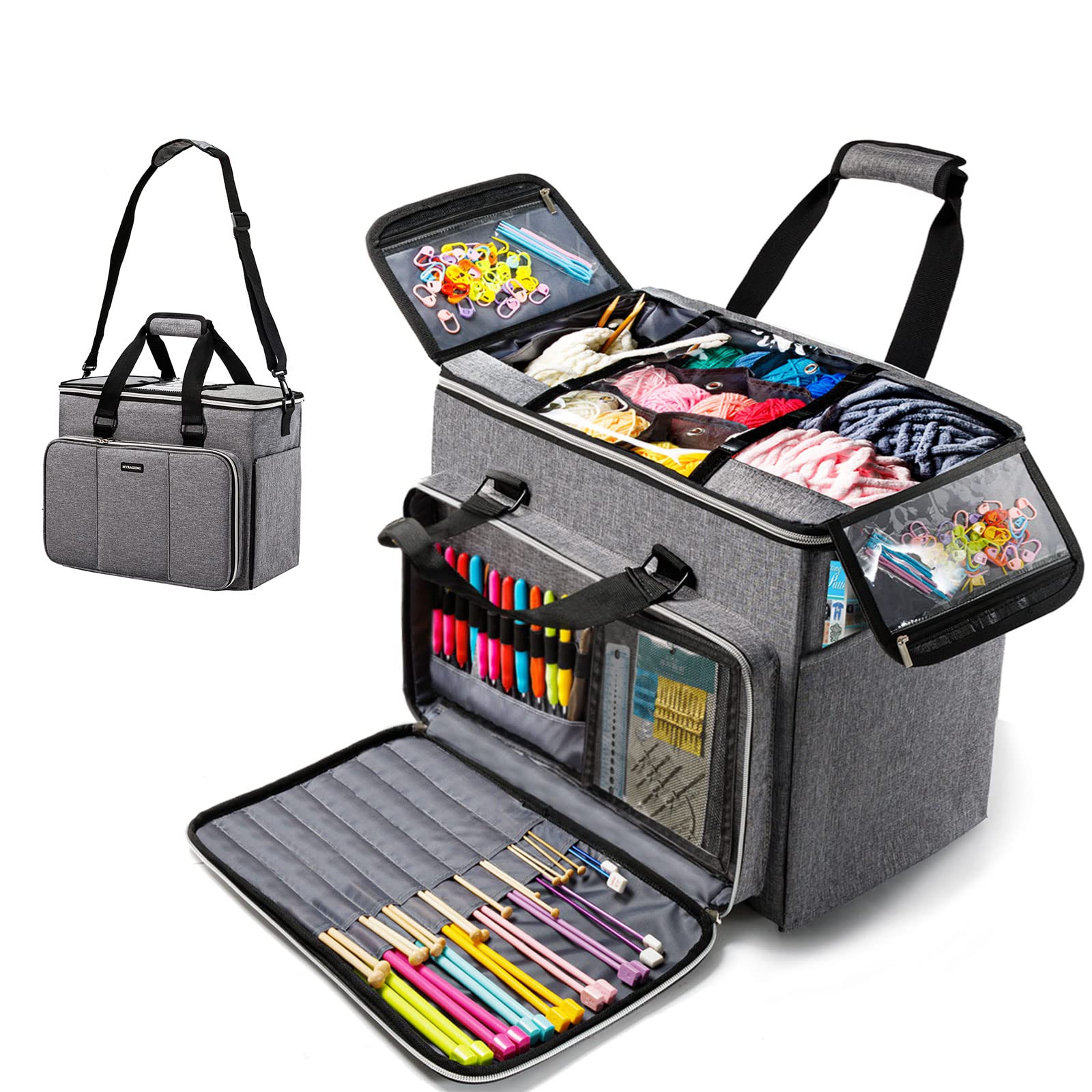 Knitting Bag, Large Yarn Storage Organizer, Crochet Bags and Totes, Yarn Bags for Crocheting, Yarn