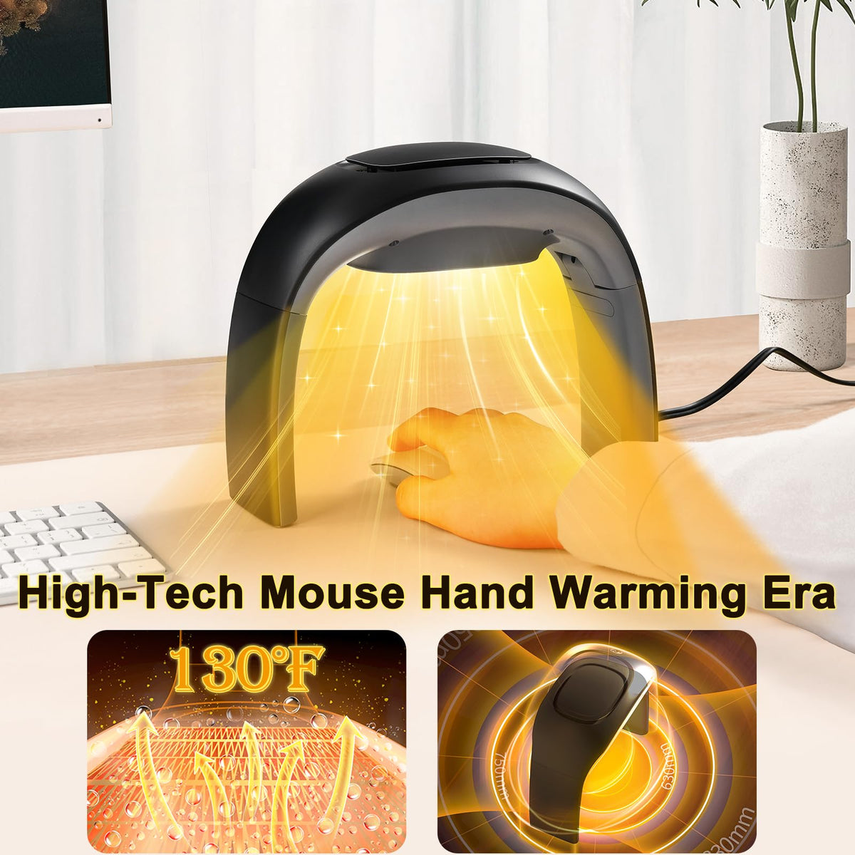 Nauttxon Desk Mouse Pad Hand Warmer Super Quiet 110v 100w - Black