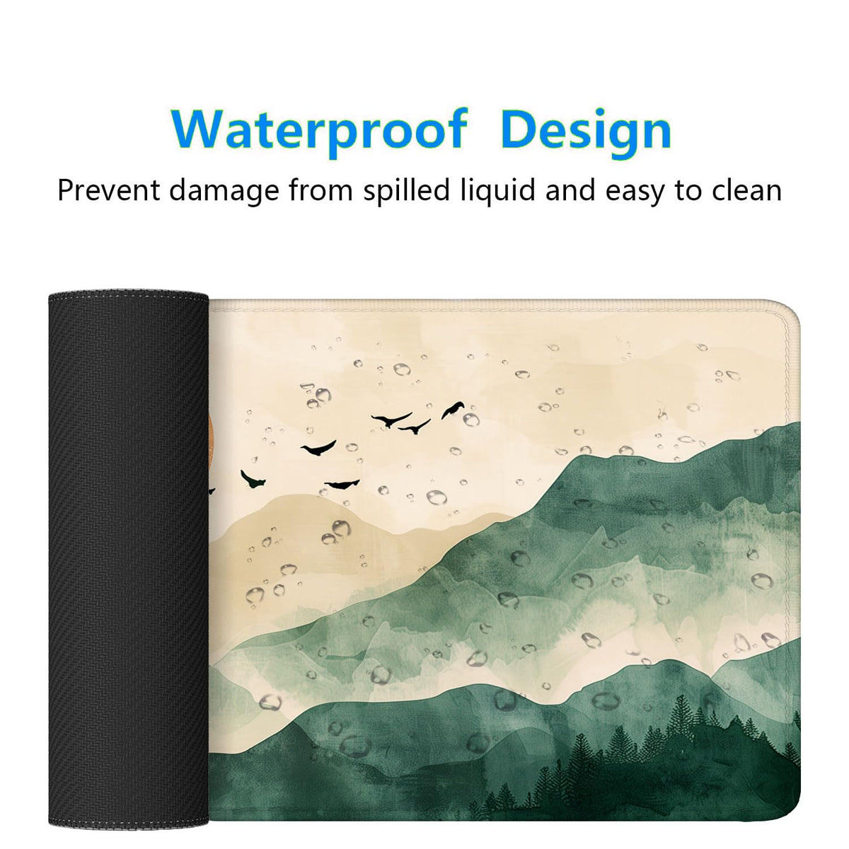 Mountains Desk Pad Mouse Pad Green Yellow Forest Landscape Mousepad XL Large Gaming Mouse Pad