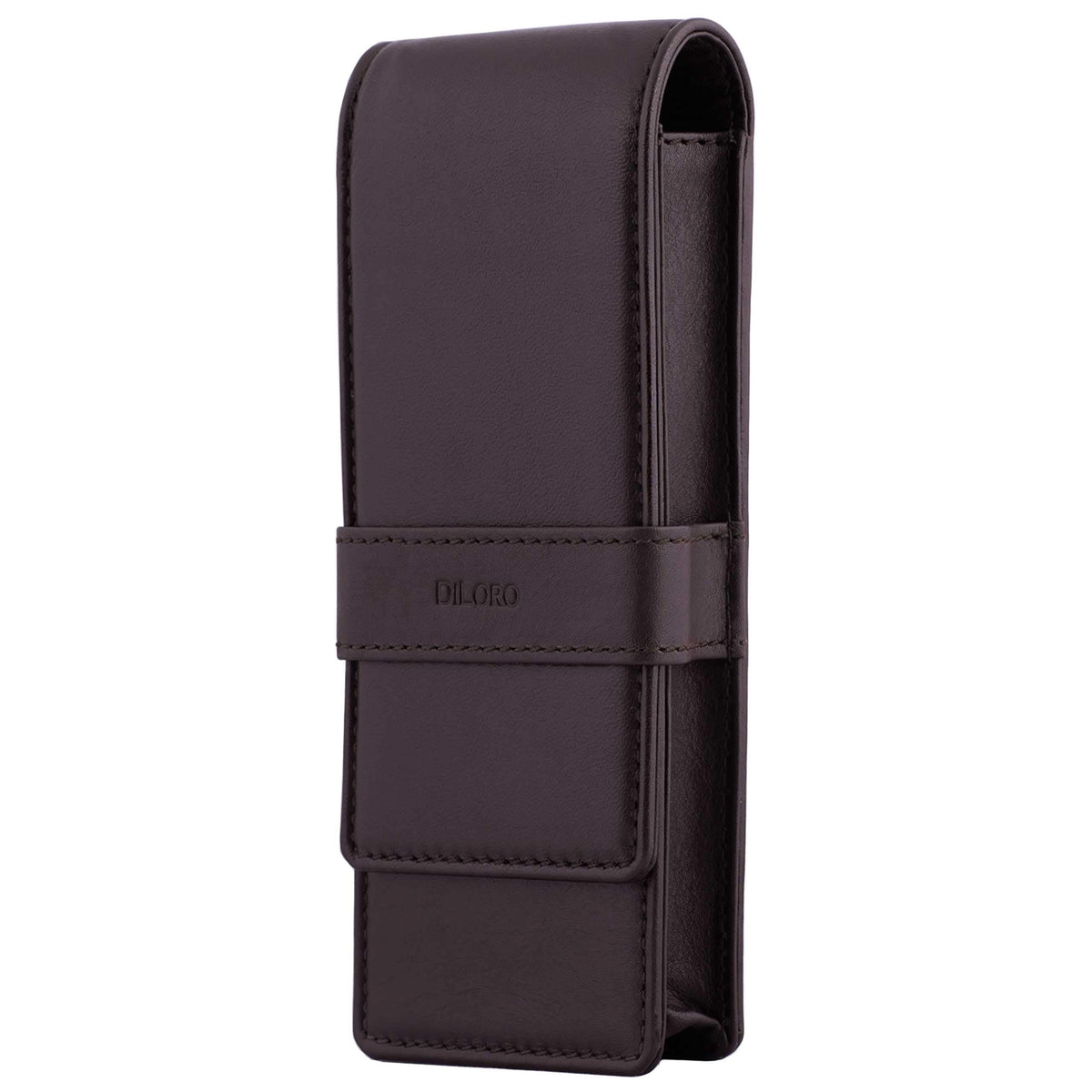 DiLoro Leather Triple Pen Case Pencil Pouch Holder for Three Fountain Ballpoint Rollerball Pens and