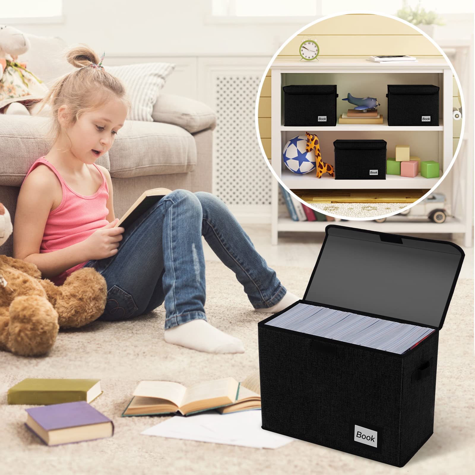 YNSZAS 5 Pack Comic Book Storage Boxes, 15.8" X 7.8" X 11.8", Collapsible Comic Short Box, Holds