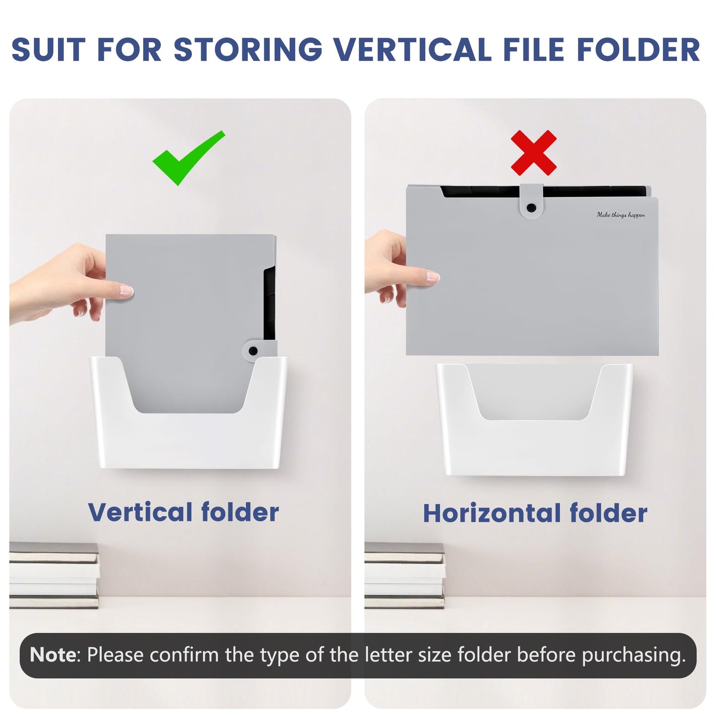 JOMOLA No Drilling File Holder 3 Pack Mail Organizer Wall Mount File Organizer Holder Office Wall
