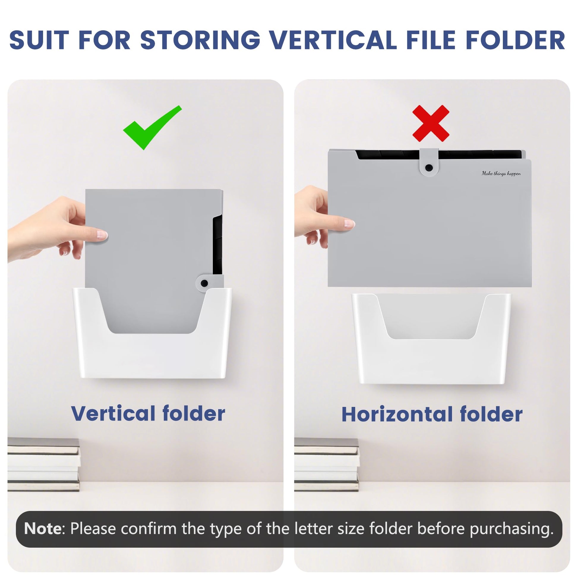 JOMOLA No Drilling File Holder 3 Pack Mail Organizer Wall Mount File Organizer Holder Office Wall