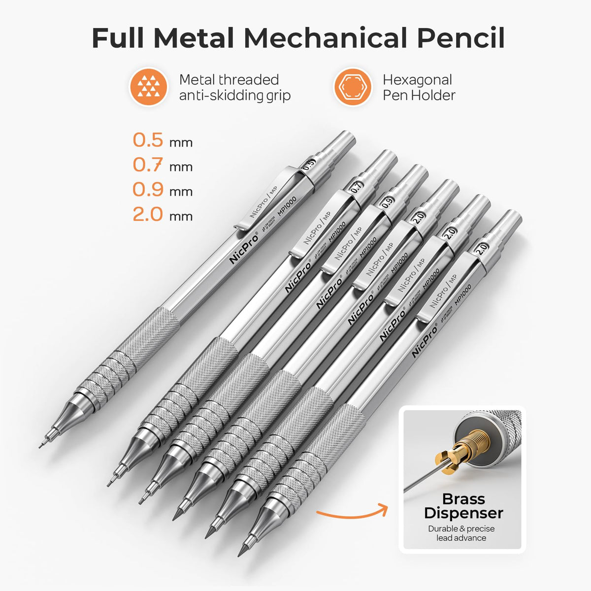 Nicpro 20PCS Metal Mechanical Pencil Set in Leather Case