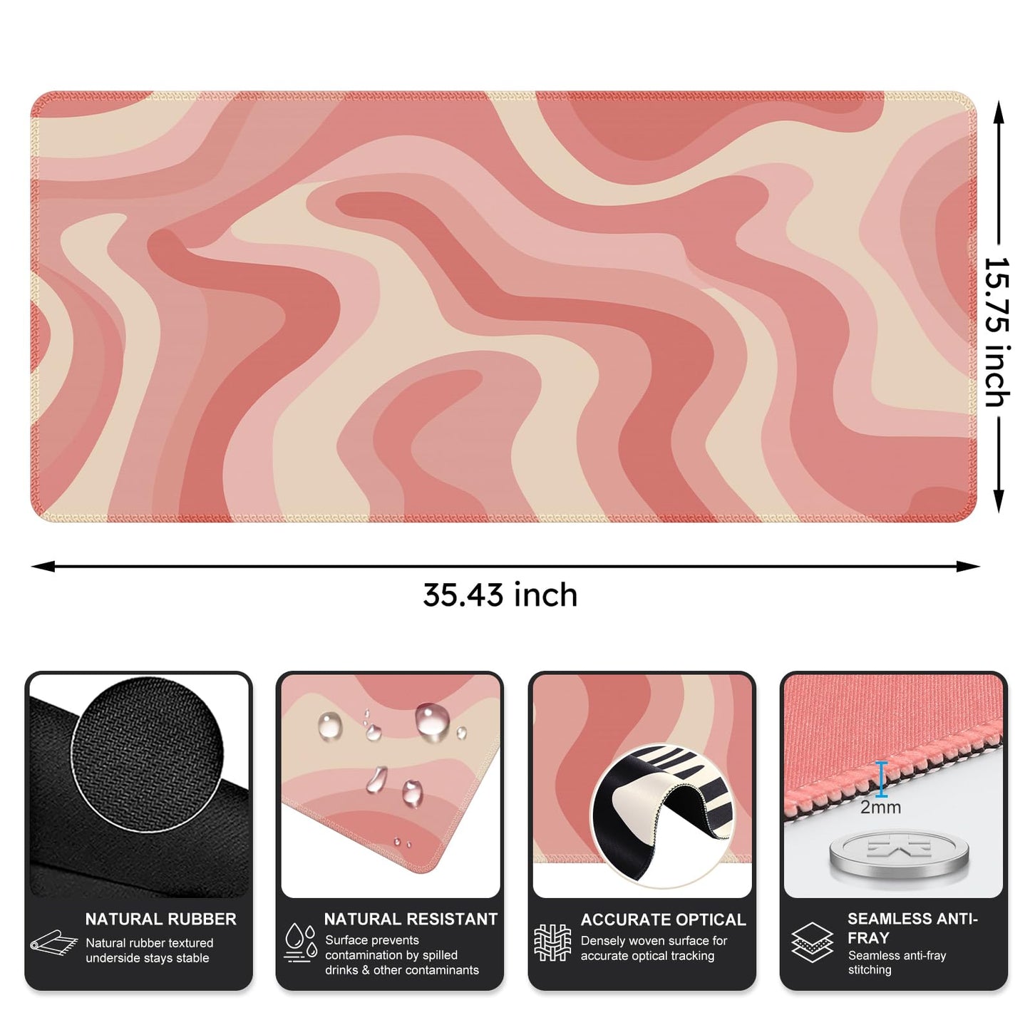 iCasso Desk Pad,Desk Matt for Desktop,Cute Mouse Pad,Pink Topographic