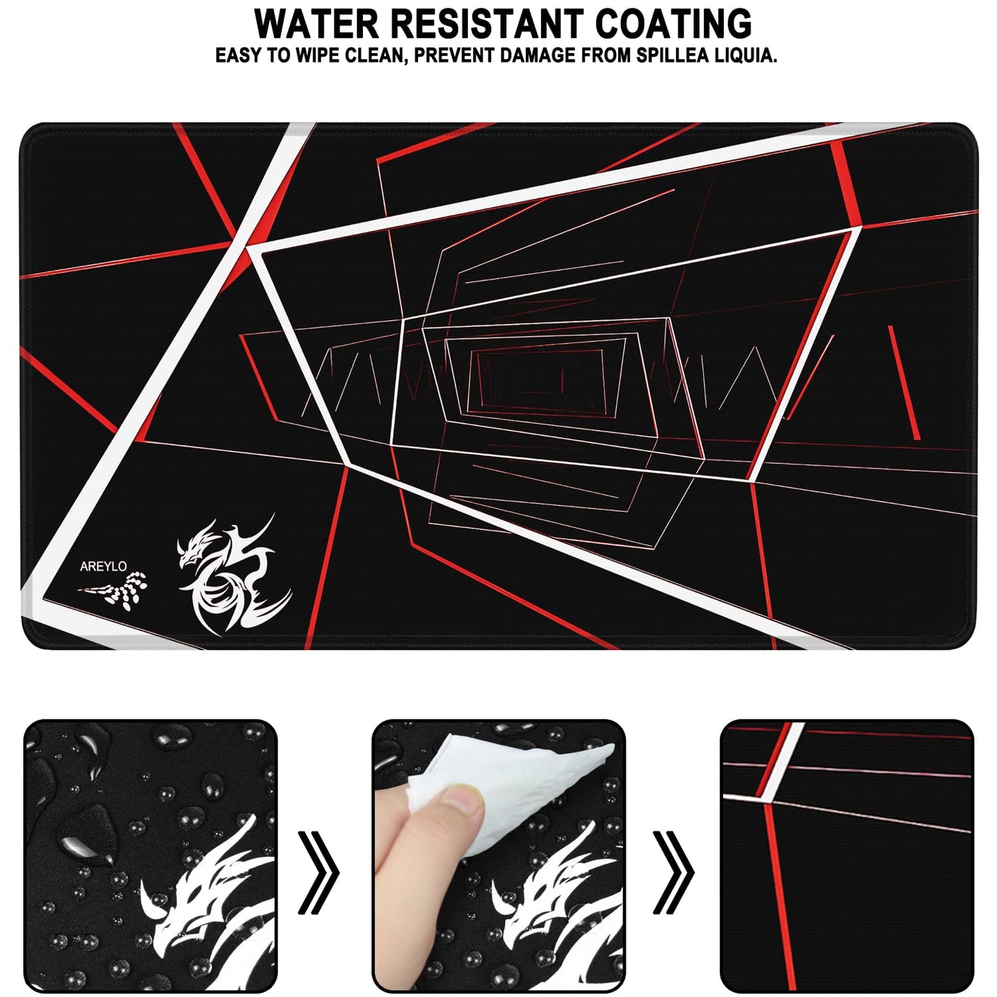 Large Gaming Mousepad, Waterproof Extra Large Mouse Pad with Stitched Edges, 31.5" x 15.7" Non-Slip