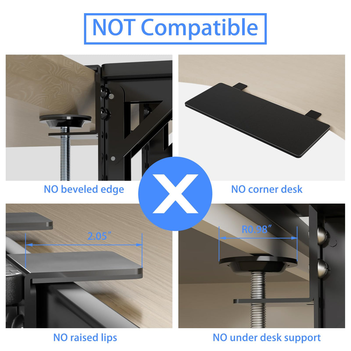 Suptek Clamp-on 9.5 x 23.6 inch Desk Extender, Wrist Support, Foldable Keyboard Tray Platform