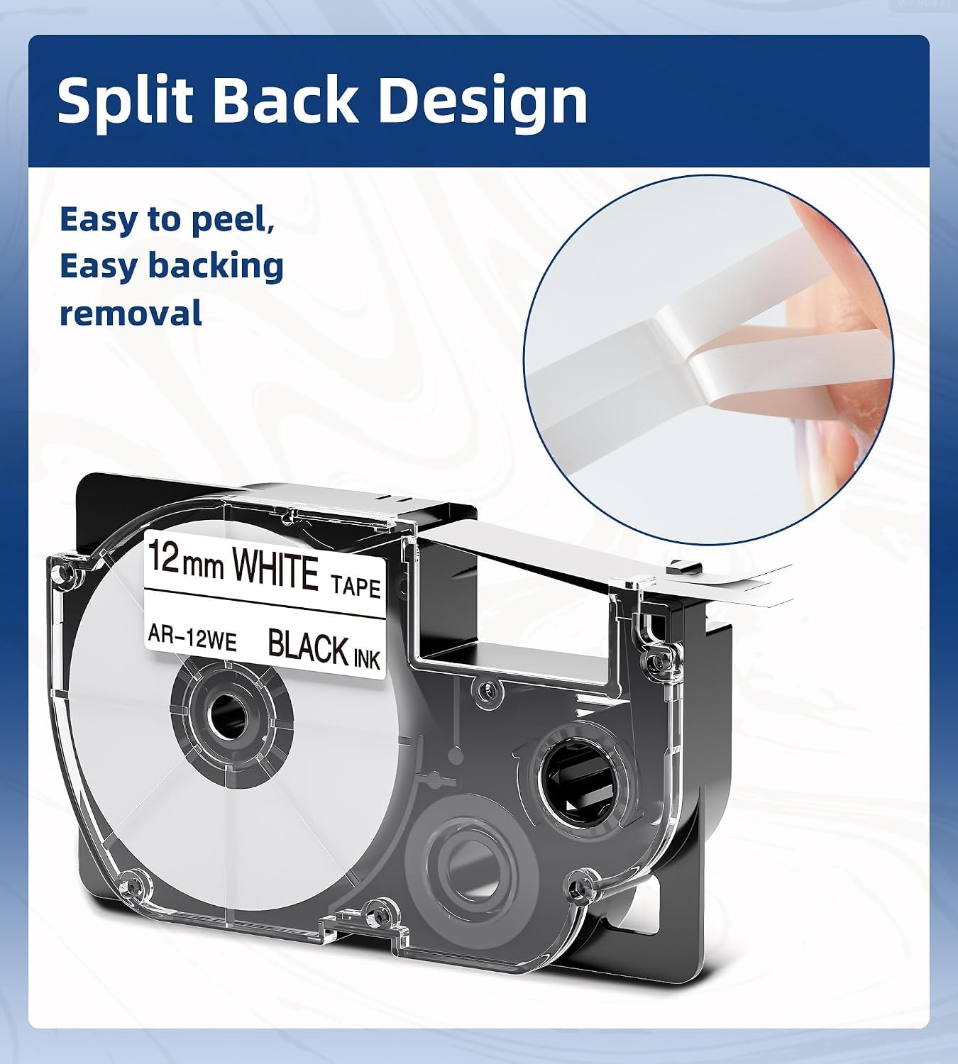 Replacement for Casio XR-12WE 12mm (1/2") Black on White Label Maker Tape
