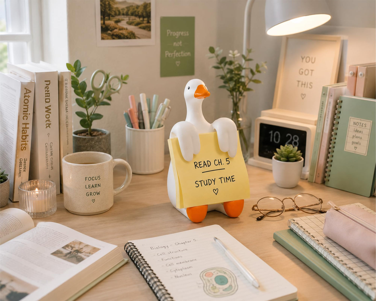 HORTIX Silly Goose Pop-Up Sticky Note Dispenser for 3 x 3 in Notes, Orange