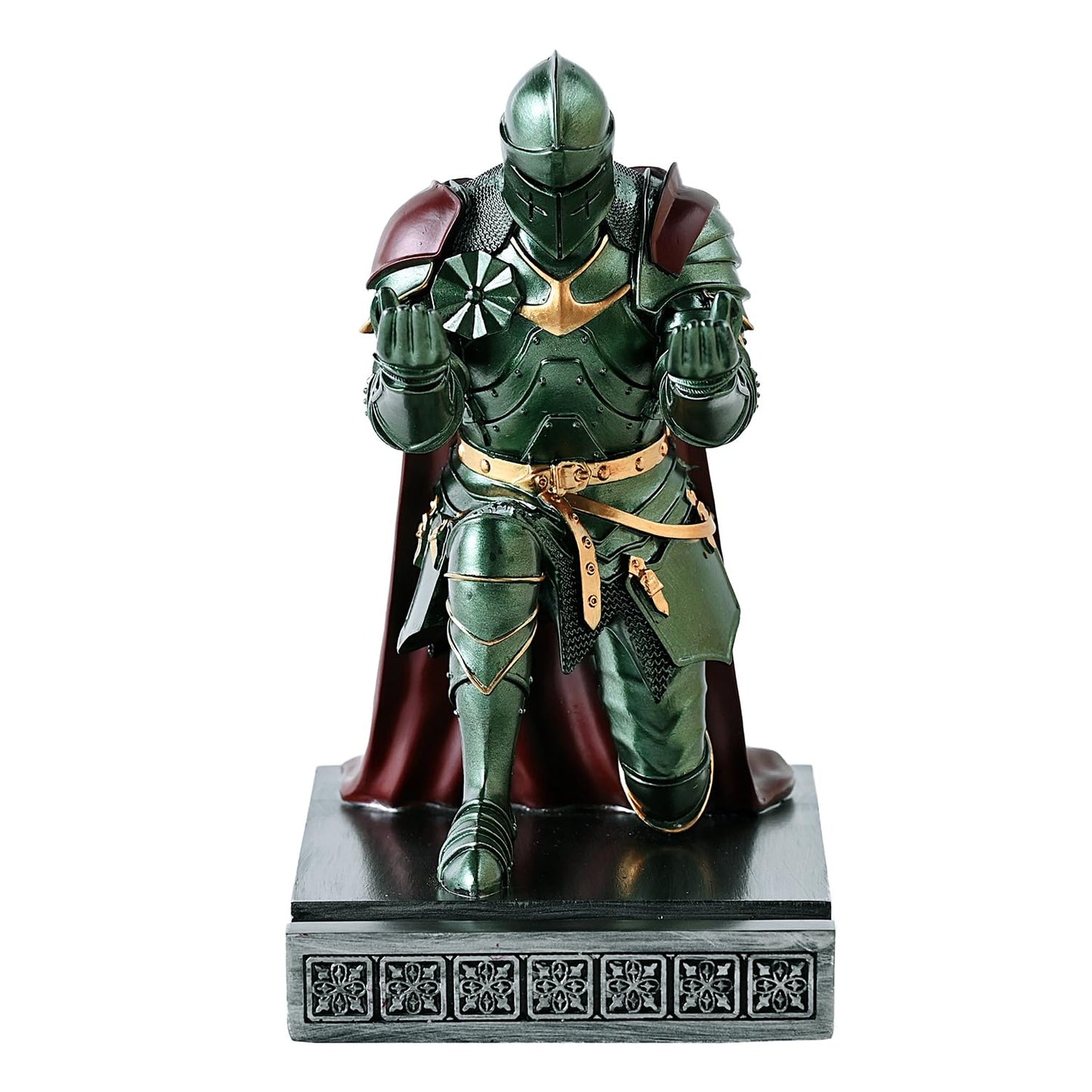 Medieval Armored Knight Pen Holder Figurine Paperweight Phone Stand Green
