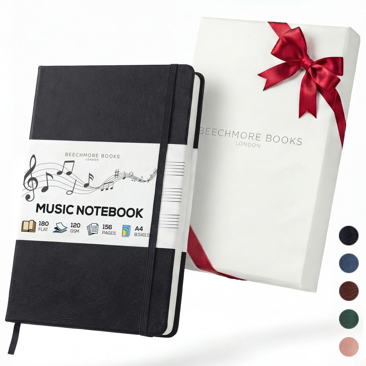 BEECHMORE BOOKS A4 Music Manuscript Paper Notebook A4 120 GSM with Gift Box