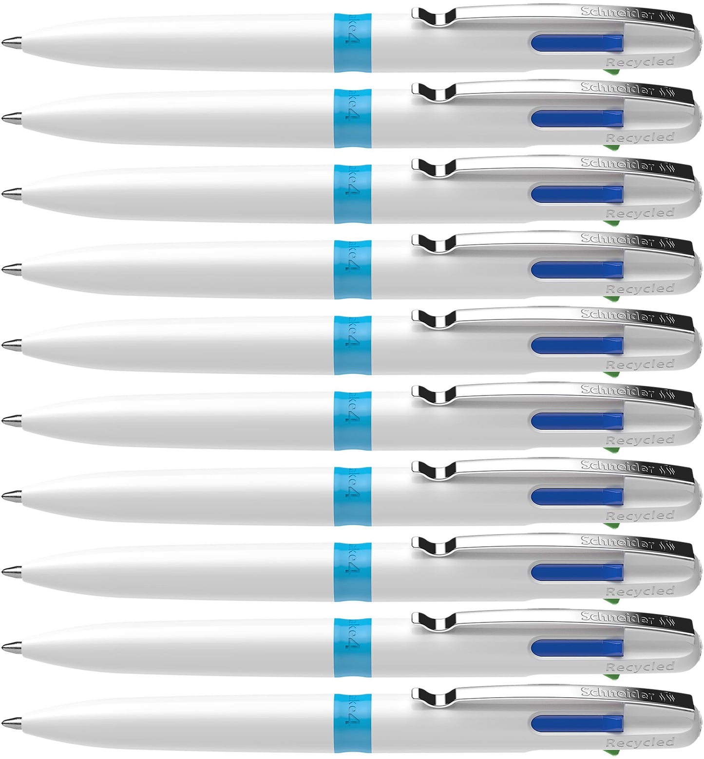 Schneider Take 4 Ballpoint Pen M (Medium), Refillable + Retractable, White Barrel, 4-In-1