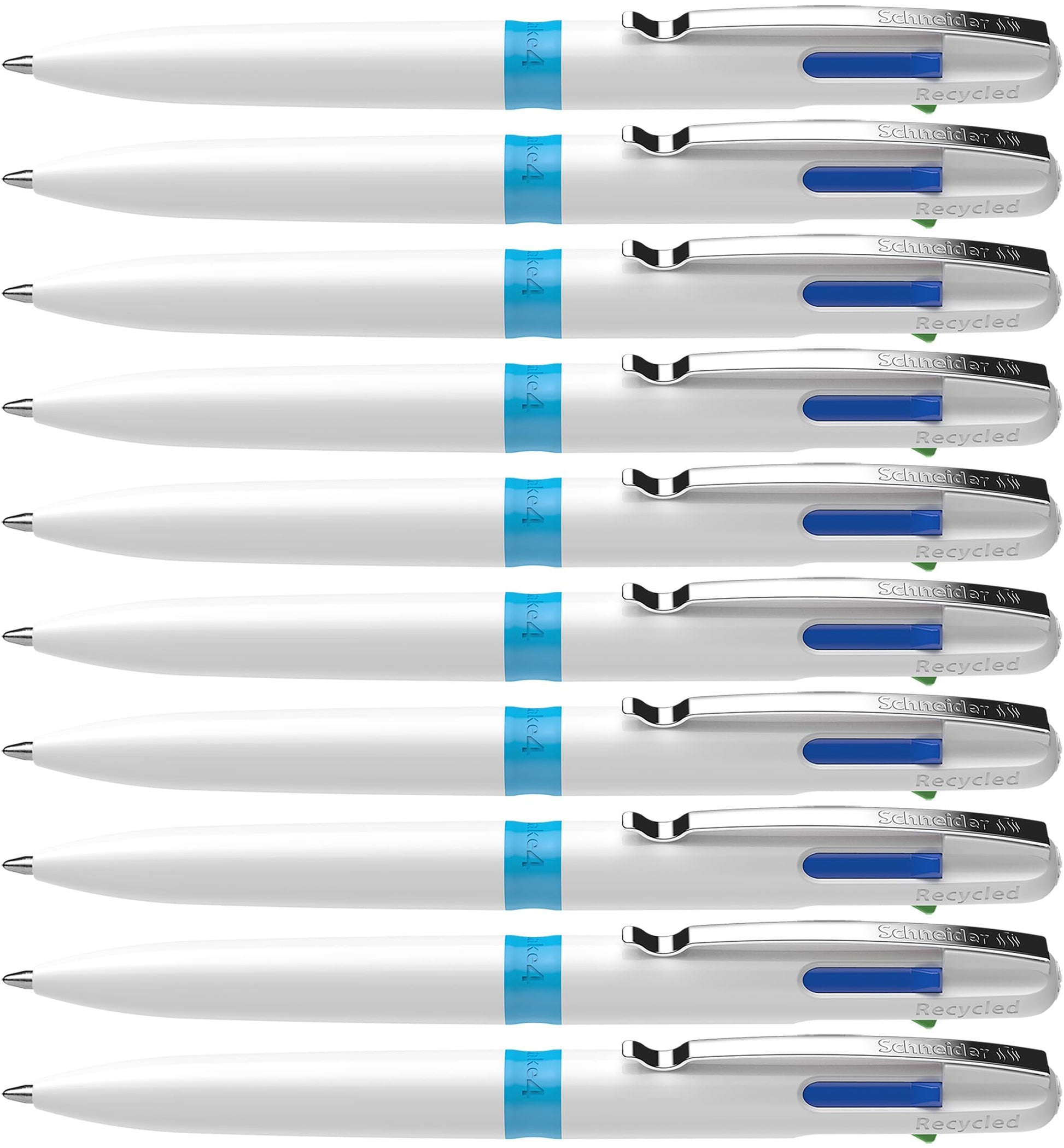 Schneider Take 4 Ballpoint Pen M (Medium), Refillable + Retractable, White Barrel, 4-In-1