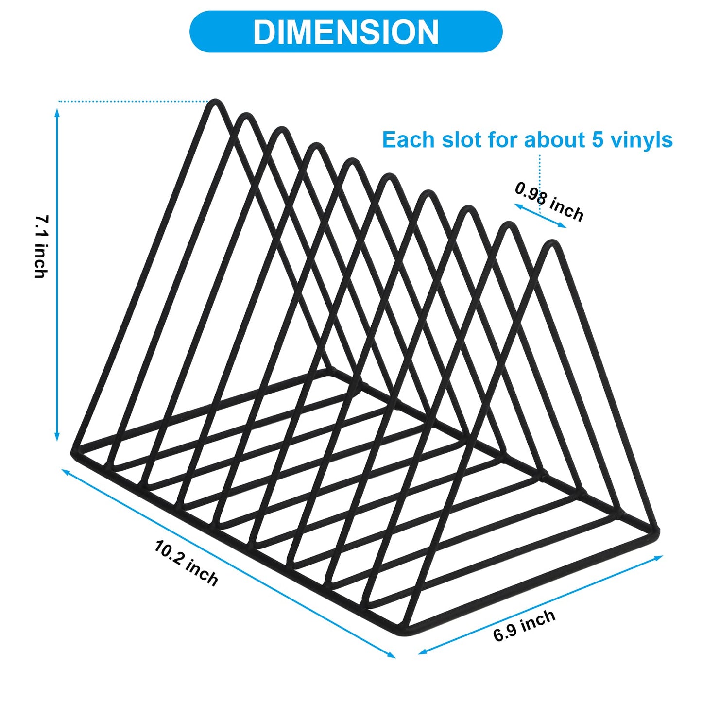 EASEPRES Vinyl Record Holder Storage, 9 Slot Metal Magazine Book Album Display Rack, Stylish