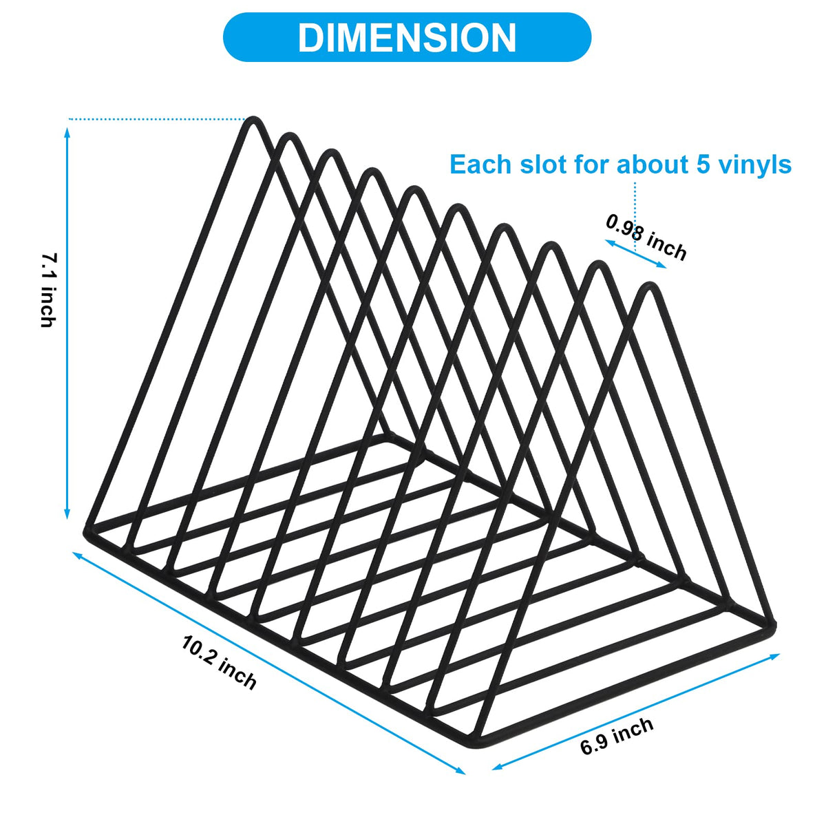 EASEPRES Vinyl Record Holder Storage, 9 Slot Metal Magazine Book Album Display Rack, Stylish