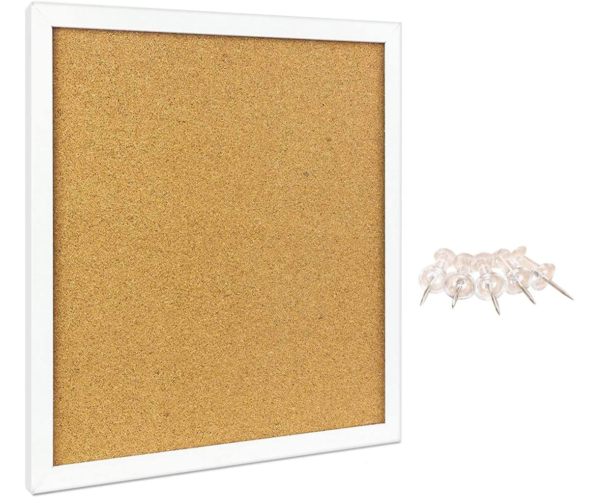 Elegant Boards Cork Bulletin Board 12"X 12" Square Wall Tile , Modern White Framed Board For Home