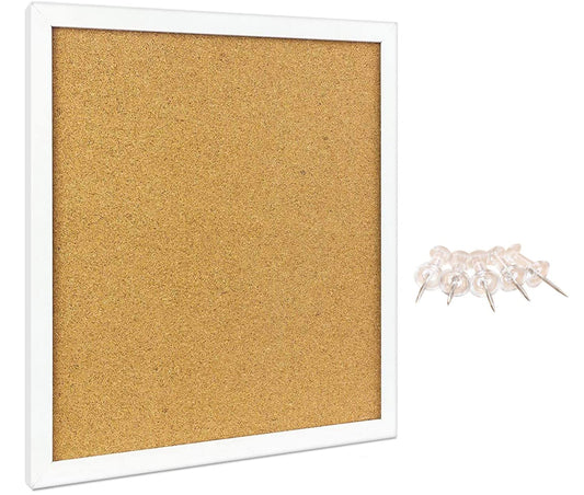 Elegant Boards Cork Bulletin Board 12"X 12" Square Wall Tile , Modern White Framed Board For Home