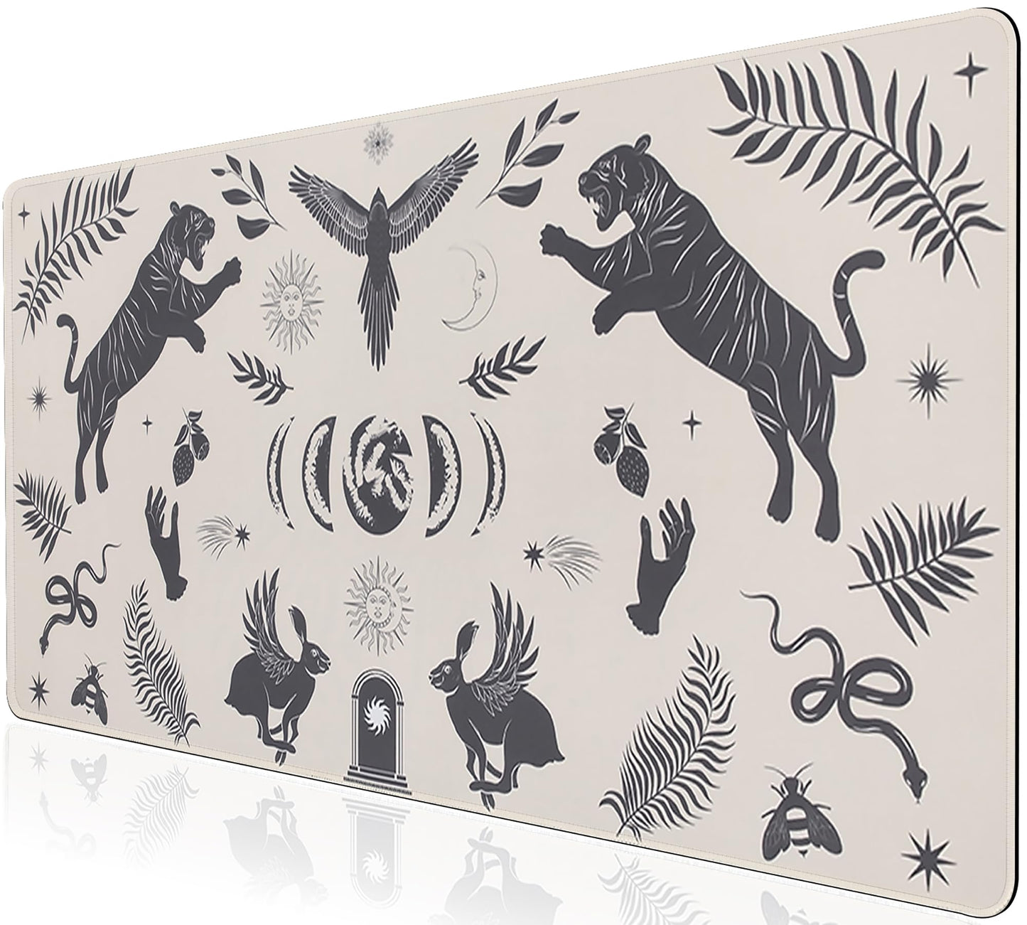 L-SPOUTTO Mystical Desk Mat for Keyboard and Mouse,XXL Gaming Mouse Pad