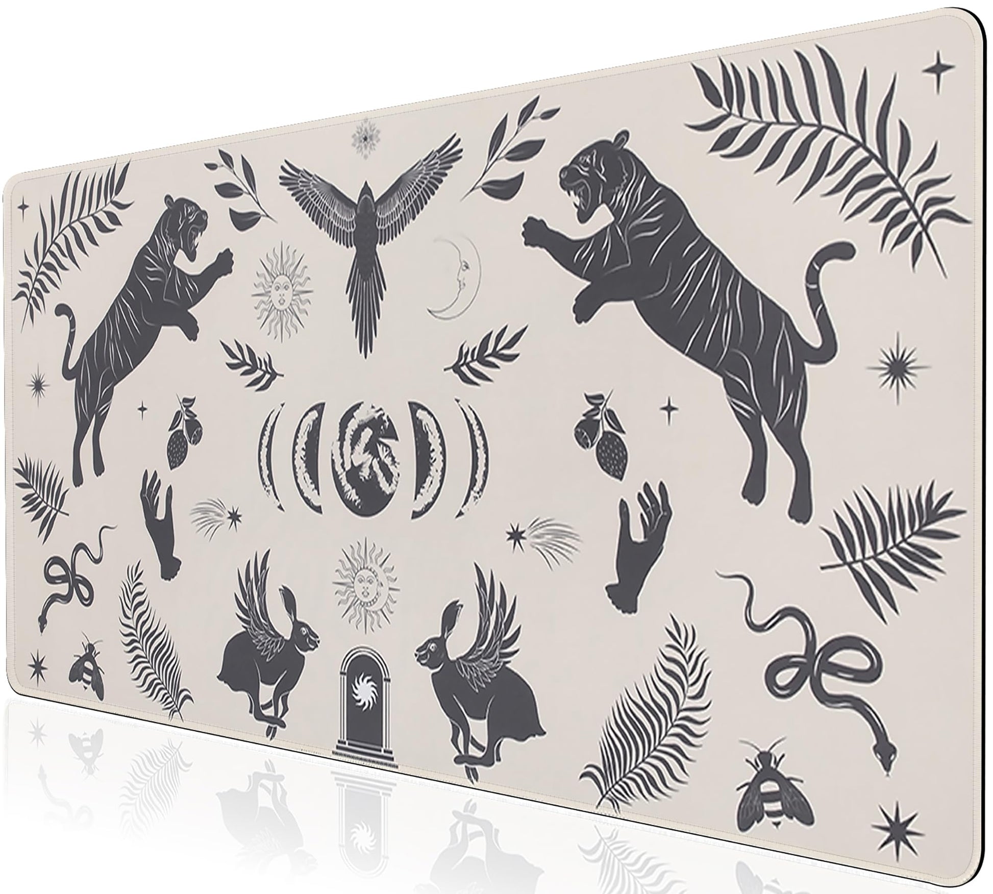 L-SPOUTTO Mystical Desk Mat for Keyboard and Mouse,XXL Gaming Mouse Pad