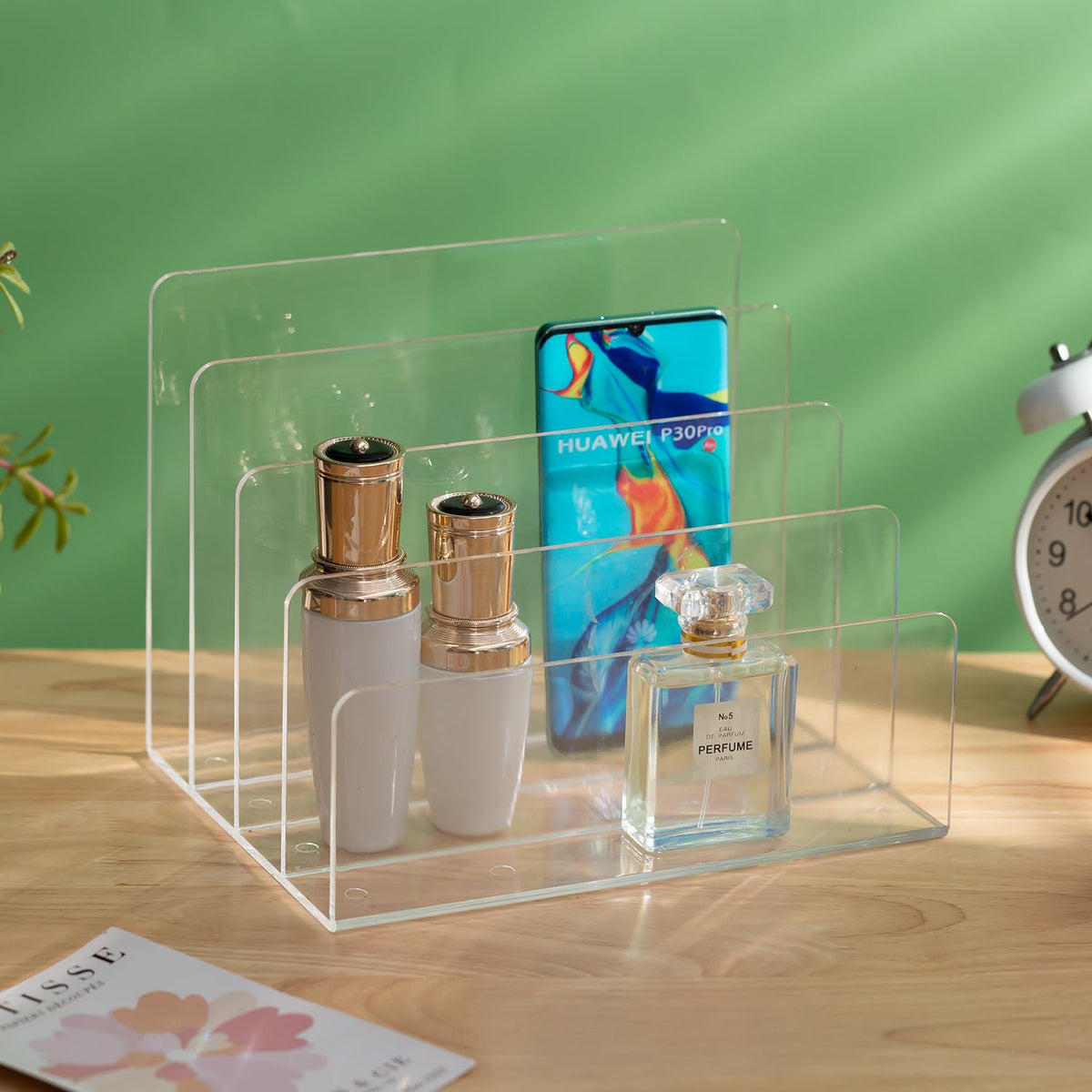 Sooyee Acrylic File Organizer for Desk, Mail Organizer Countertop,Clear