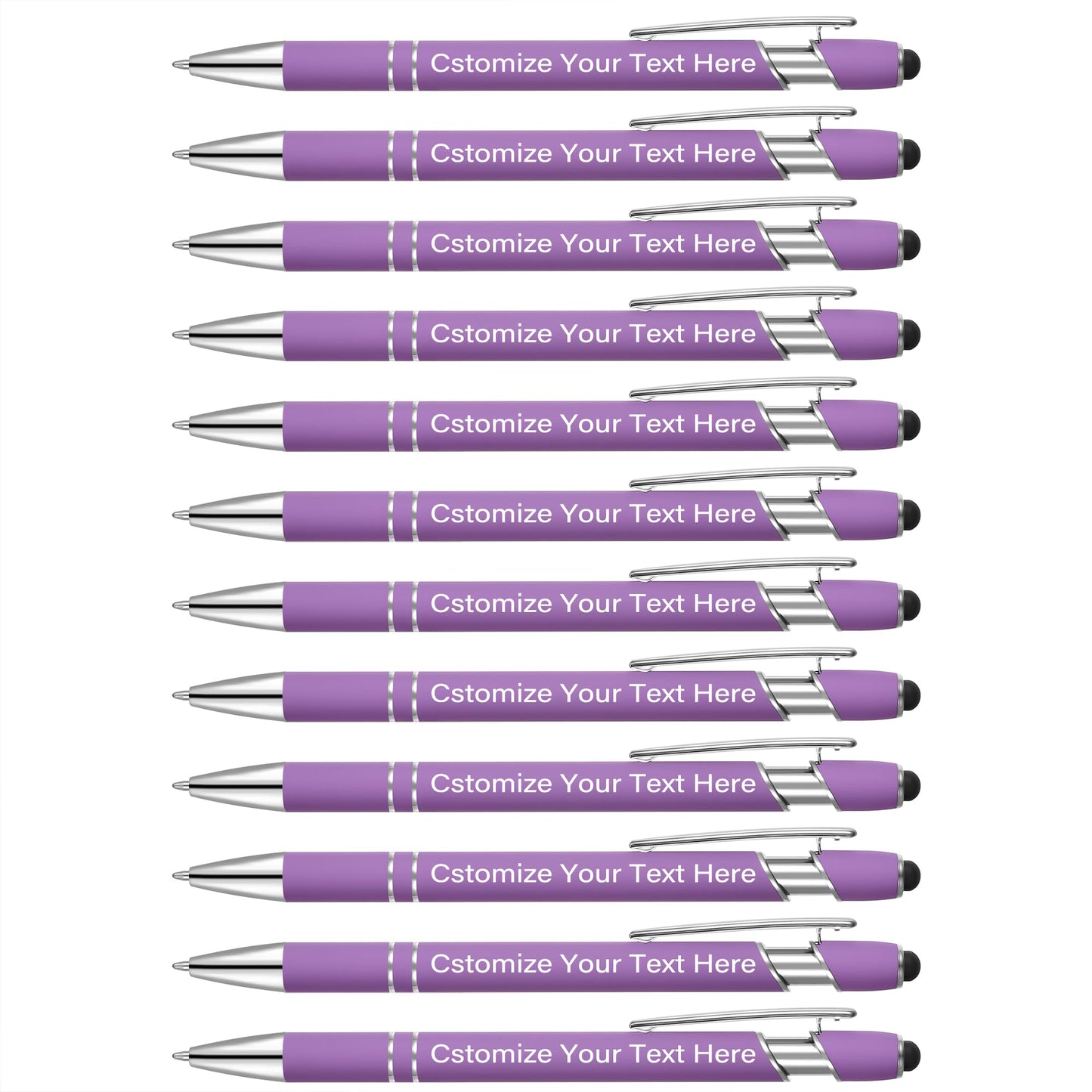 Kingluu 12 Pcs Personalized Ballpoint Pens with Stylus,Smooth Writing,Black Ink Custom Pens with