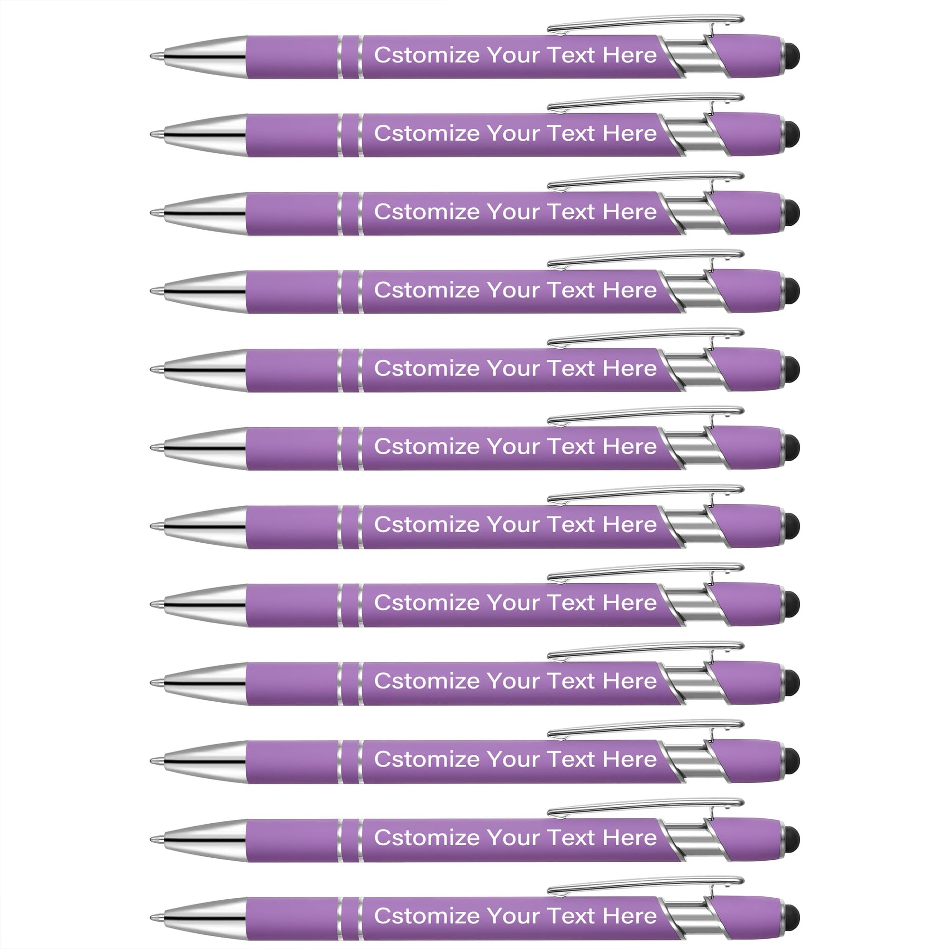 Kingluu 12 Pcs Personalized Ballpoint Pens with Stylus,Smooth Writing,Black Ink Custom Pens with
