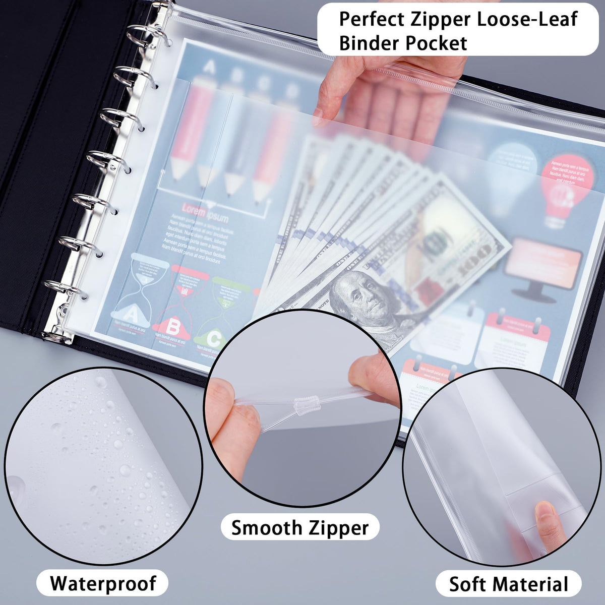 Antner 7 Ring Business Checkbook Binder for Business Checks, 600 Checks Capacity, PU Leather Check