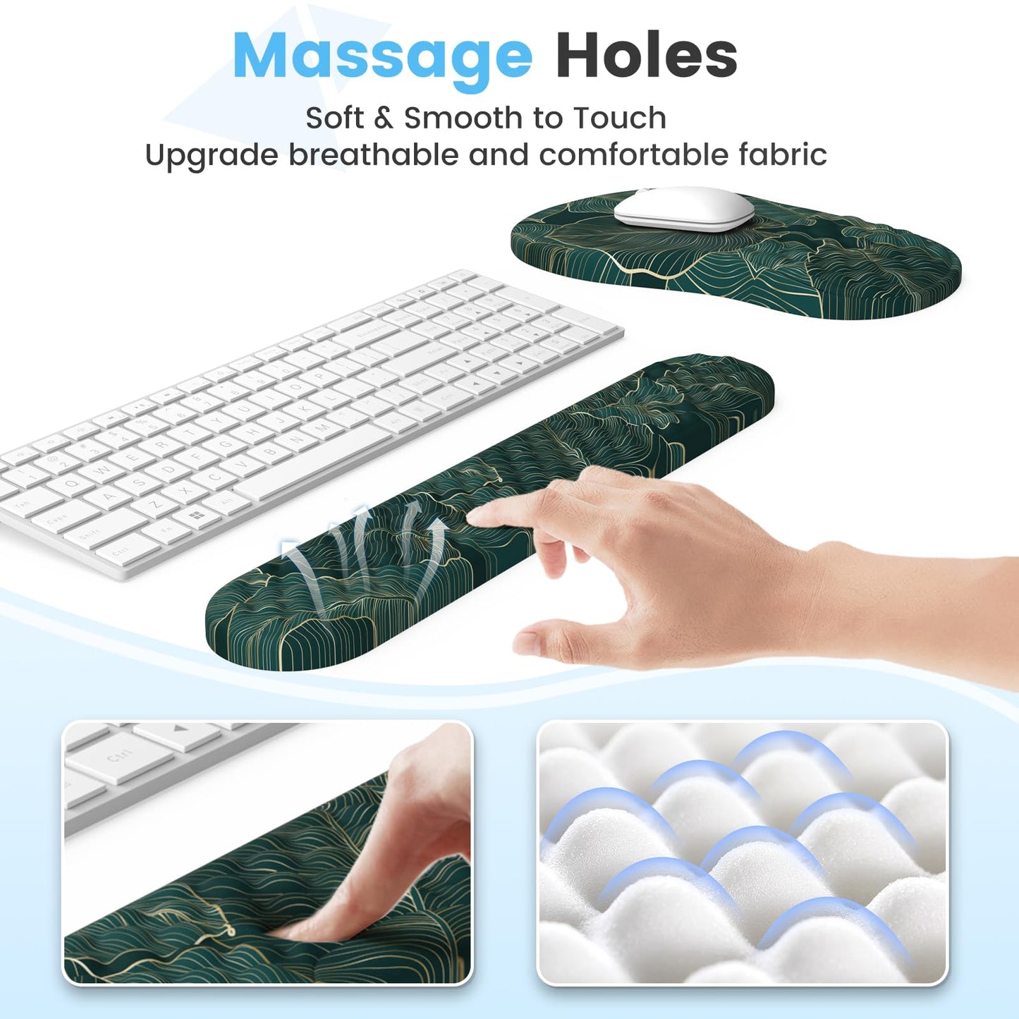 HAOCOO 3-Pcs Ergonomic Workspace Set with Wrist Support, Green