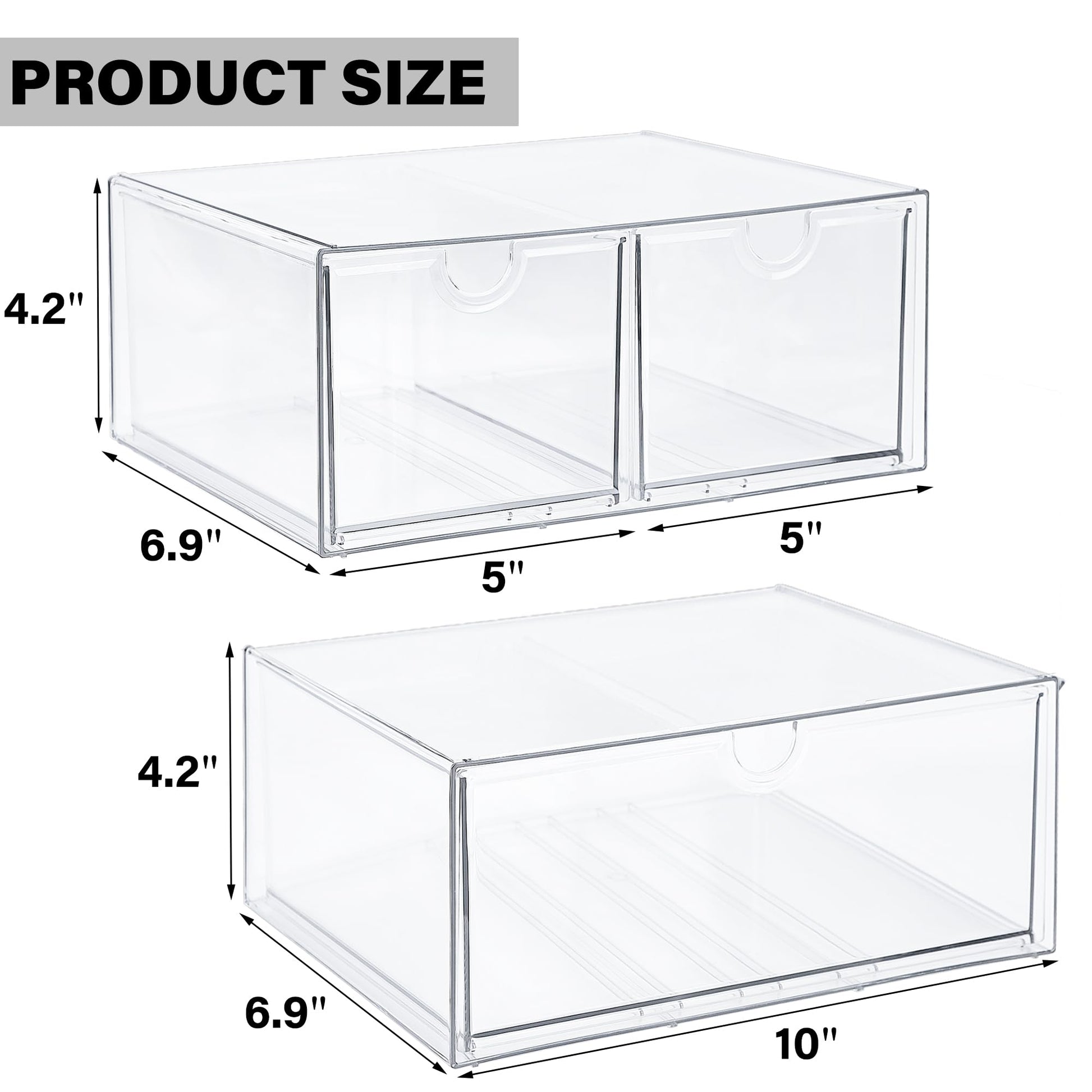 Prsildan Acrylic Drawer Makeup Organizer with 3 Drawers, Clear Stackable Storage for Baby Bottles