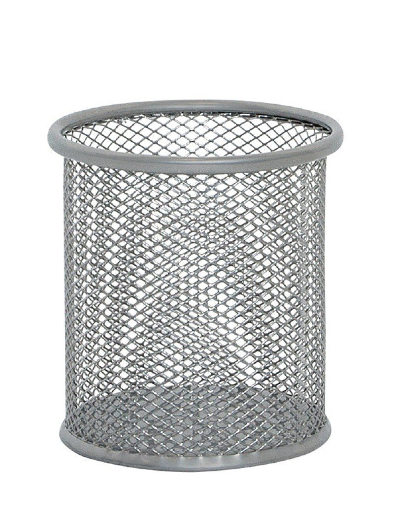 Q-CONNECT jar round pencil, mesh design, silver color