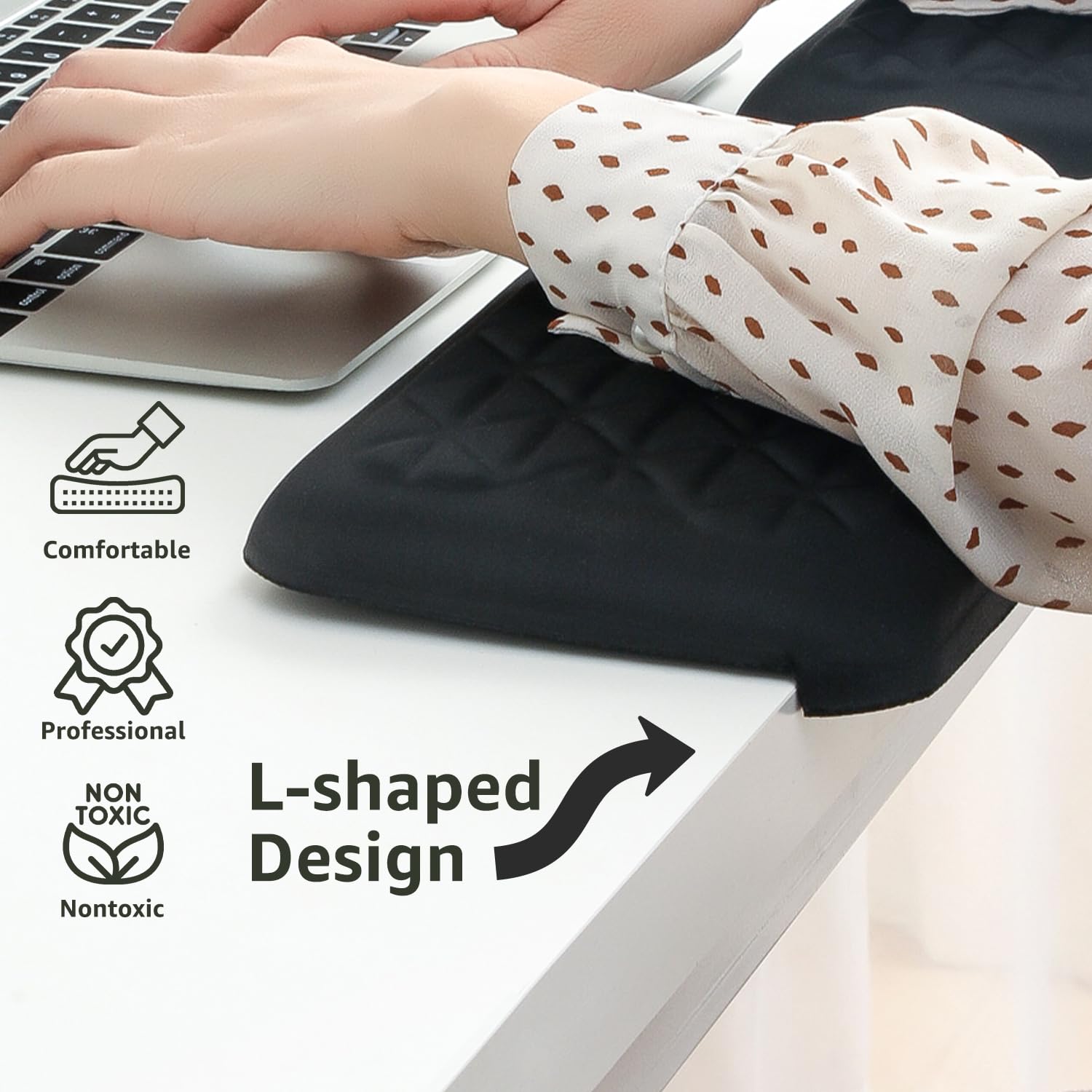 L-Shaped Desk EdgeRest, 2-Piece Set, Plam & Wrist & Forearm & Elbow Comfort Support for Table or