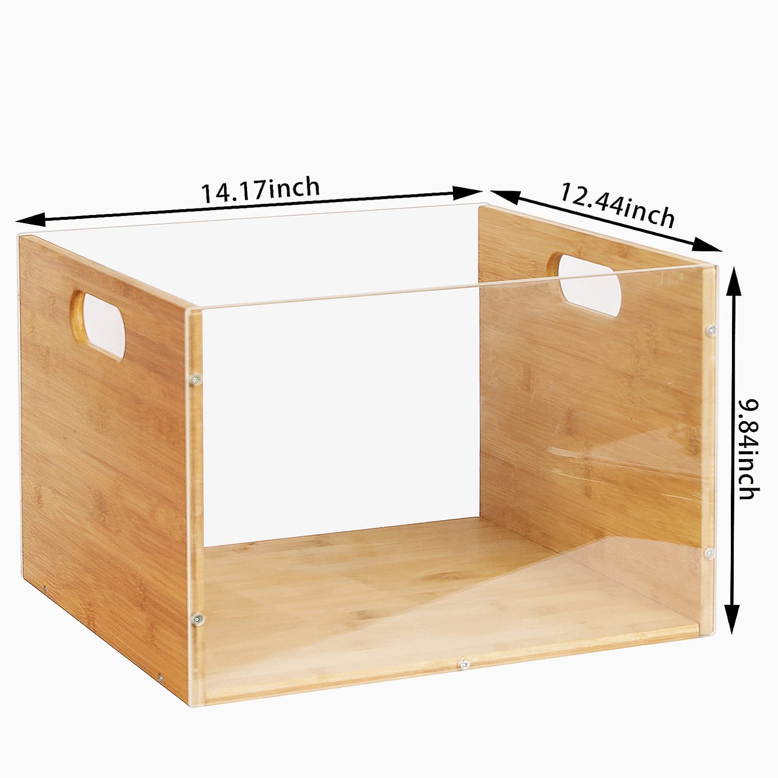 Sbanmao 2 Pack Hanging File Organizer, Clear Acrylic File Box Organizer, Bamboo Filing Box File