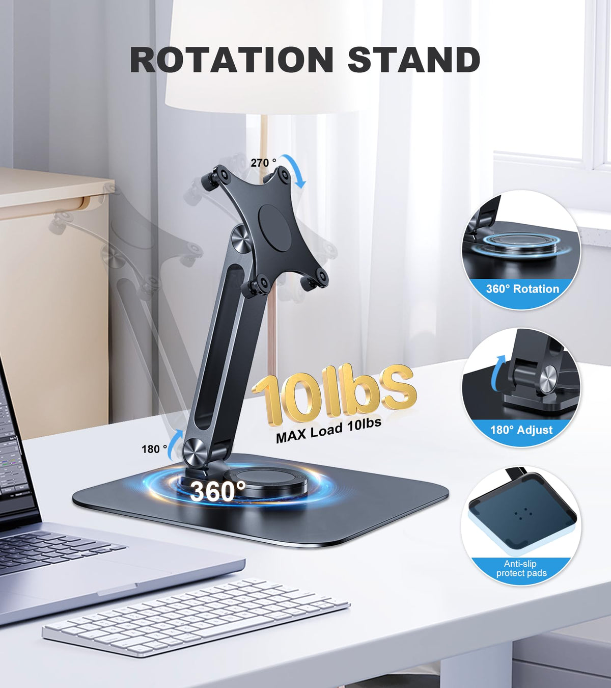 JUNEBOX Portable Monitor Stand VESA 75x75mm Holes M4 Anti-Loss Screws, Aluminum Alloy Base, Fits