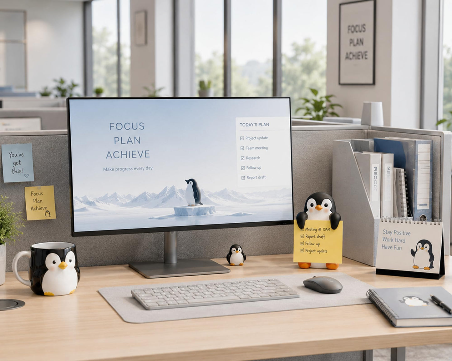 HORTIX Penguin Pop-Up Sticky Note Dispenser for 3 x 3 in Notes