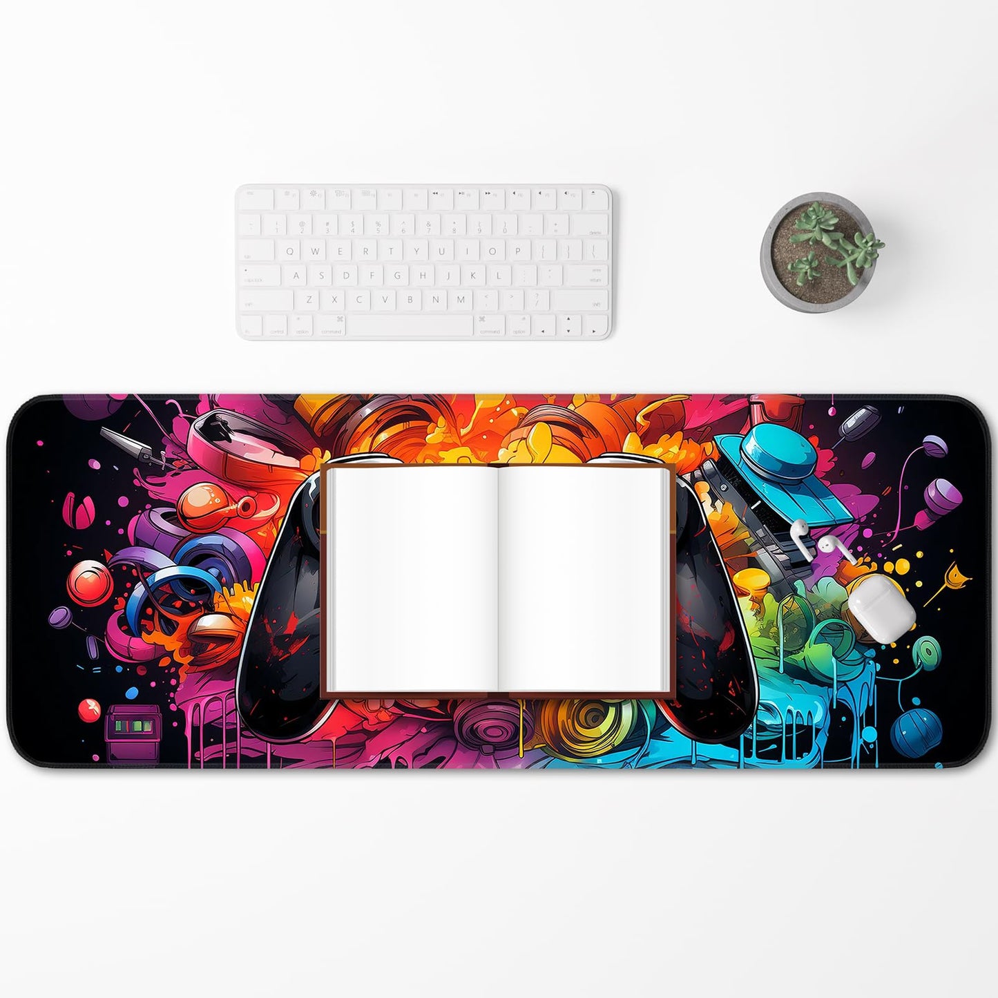 Gaming Mouse Pad, Large Mouse Pad, Waterproof Non-Slip Rubber Base, Stitched Edges, Suitable for