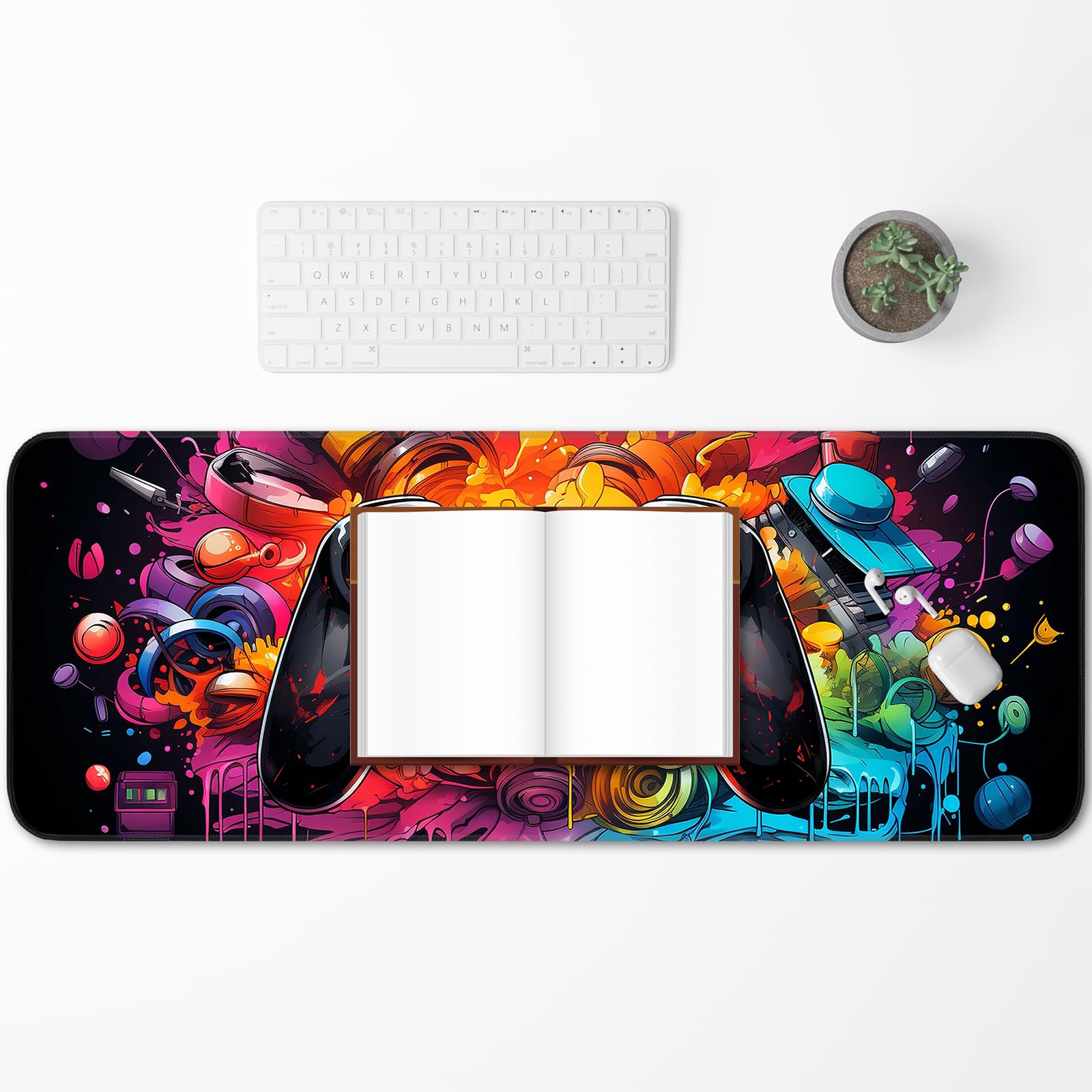 Gaming Mouse Pad, Large Mouse Pad, Waterproof Non-Slip Rubber Base, Stitched Edges, Suitable for