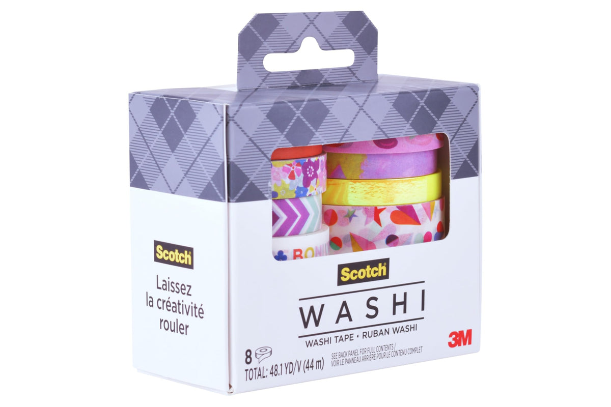 Scotch Expressions Washi Tape, 8 Rolls, Assorted Sizes & Colors