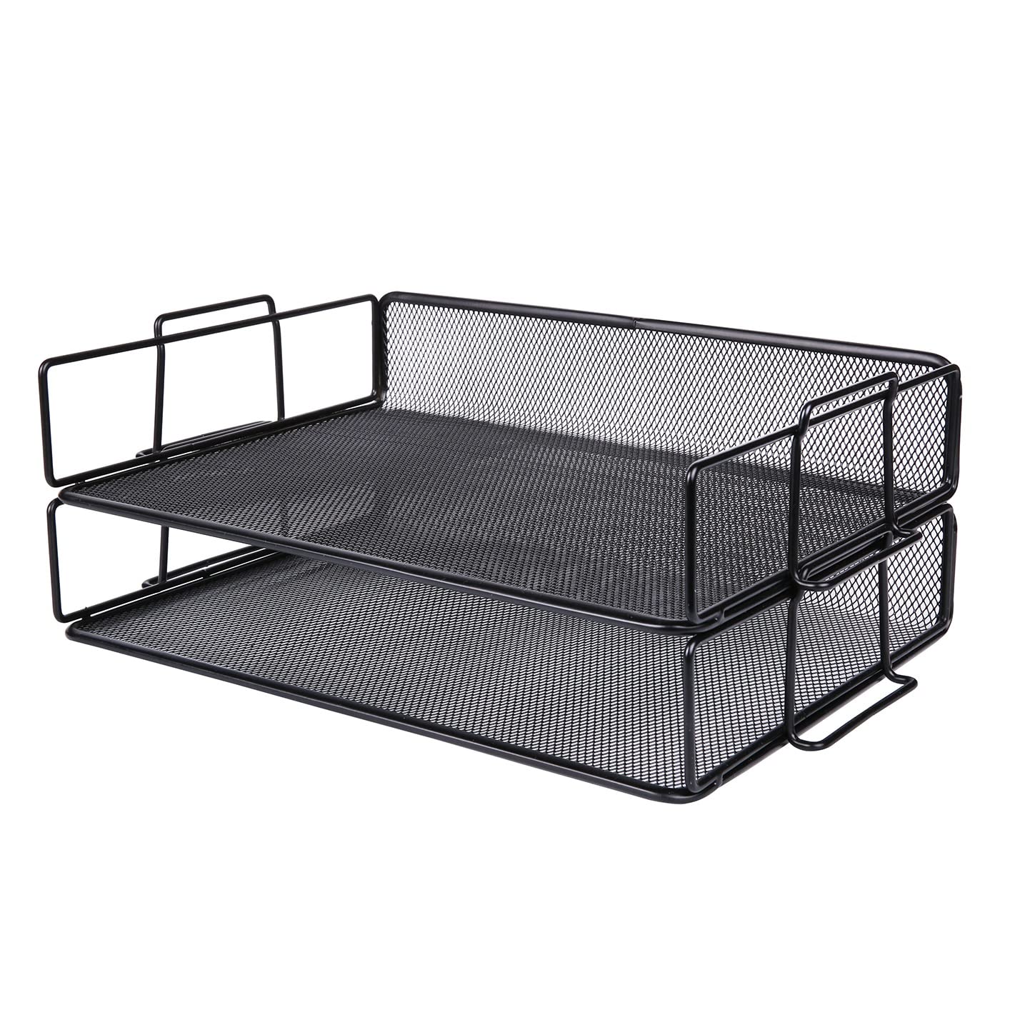 Exerz Letter Trays Stackable Paper Sorter/Desk Organiser/File Tray for Desk - Wire Mesh Metal File