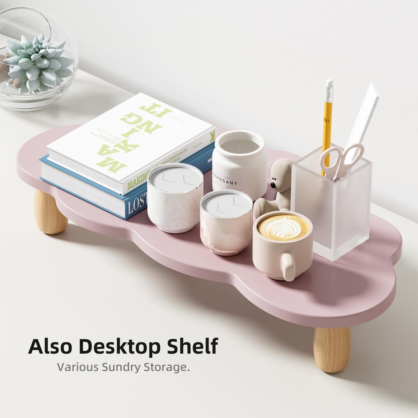 AFOOYO Monitor Stand Riser,Cloud Shape Wood Computer Monitor Stand, 16.5IN Monitor Stand Riser