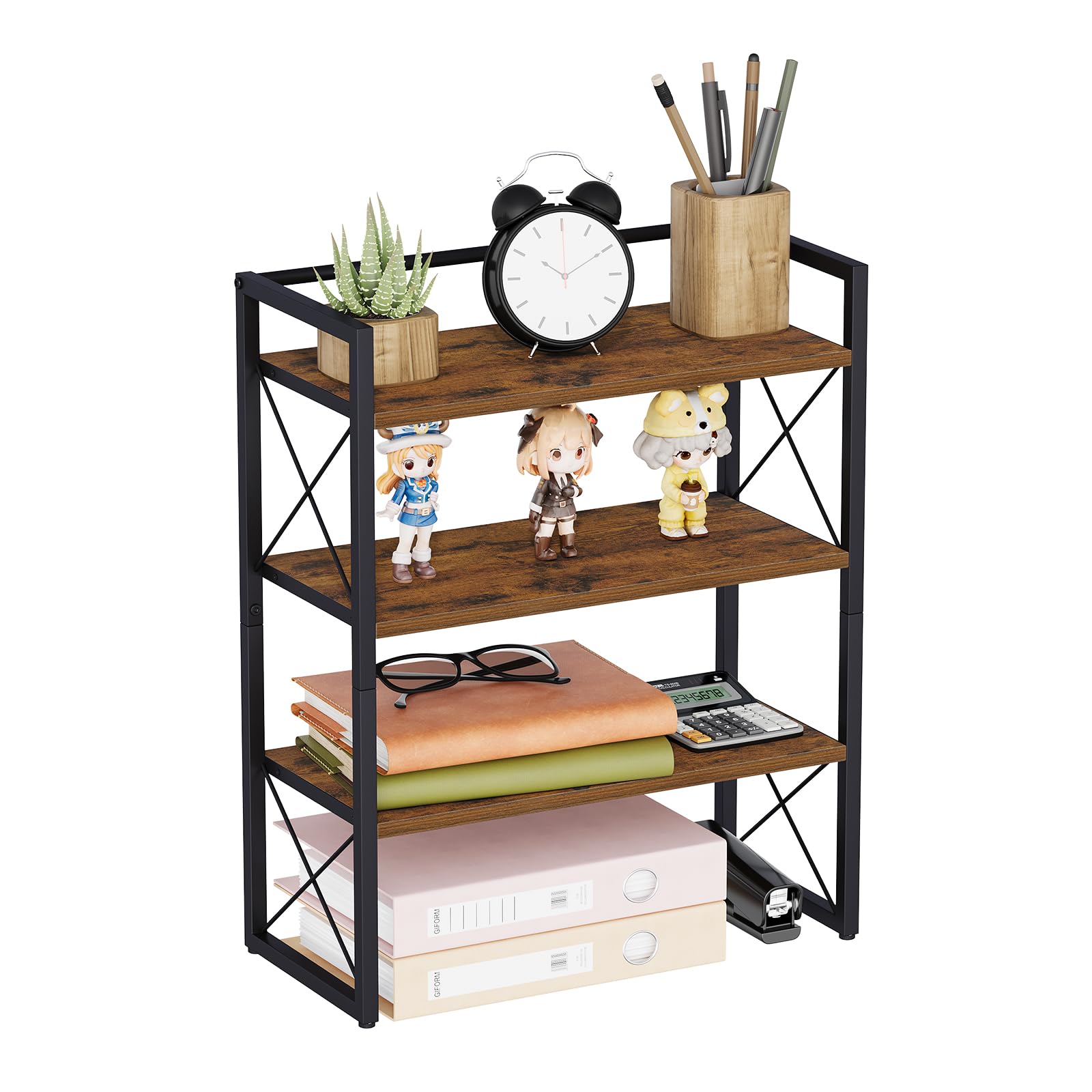 YINMIT Desk Shelf Organizer for Top of Desk with 3-Tier Open Shelves