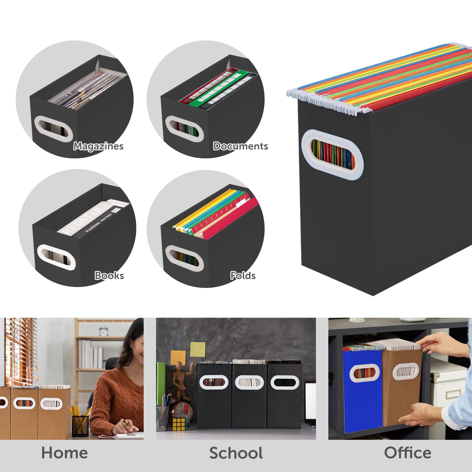 Aosric File Box for Hanging File Folders, Collapsible Cardboard Box