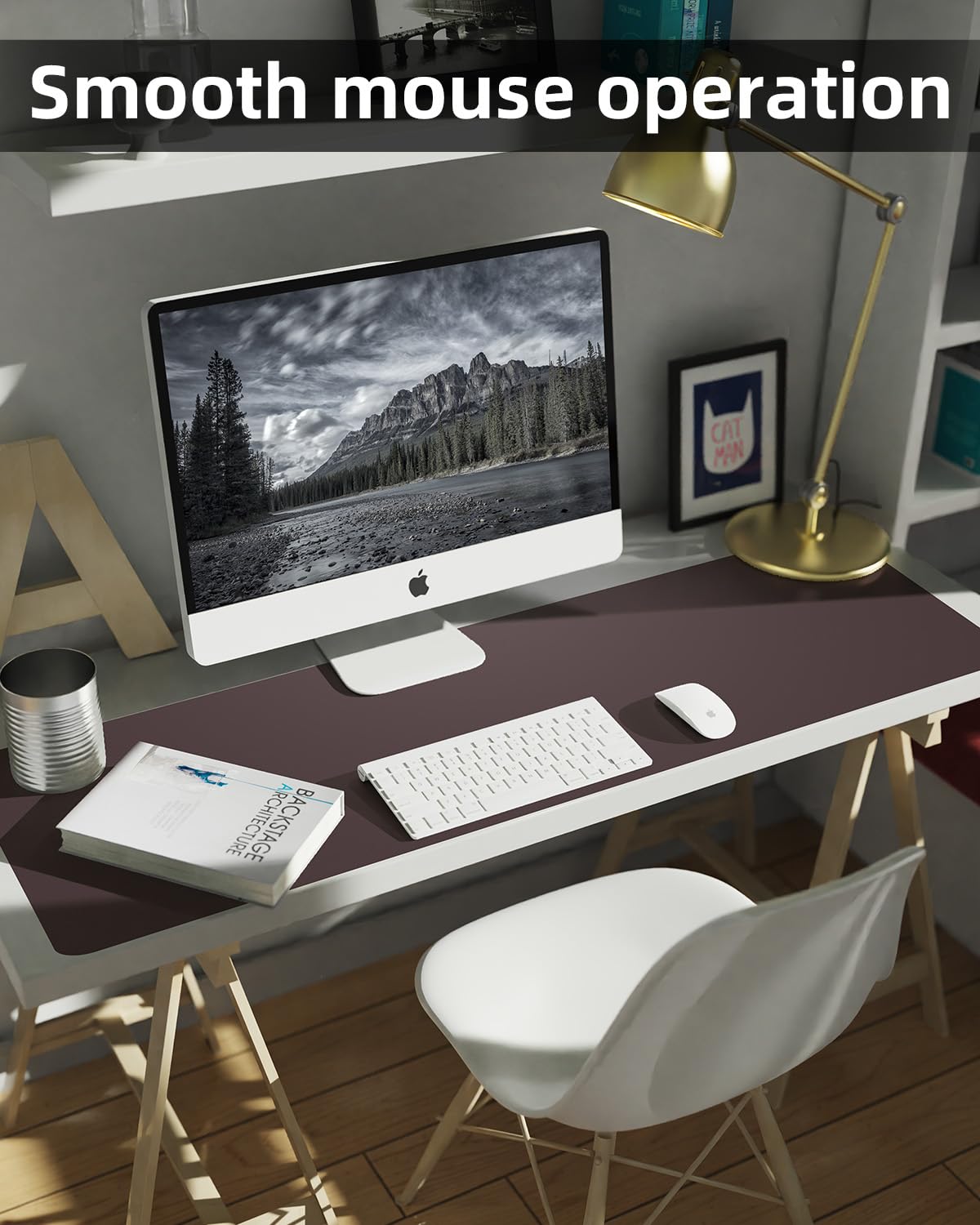 Leather Desk Pad Protector,48"x 17"Desk Mat Large, Mouse Pad, Non-Slip PU Leather Desk