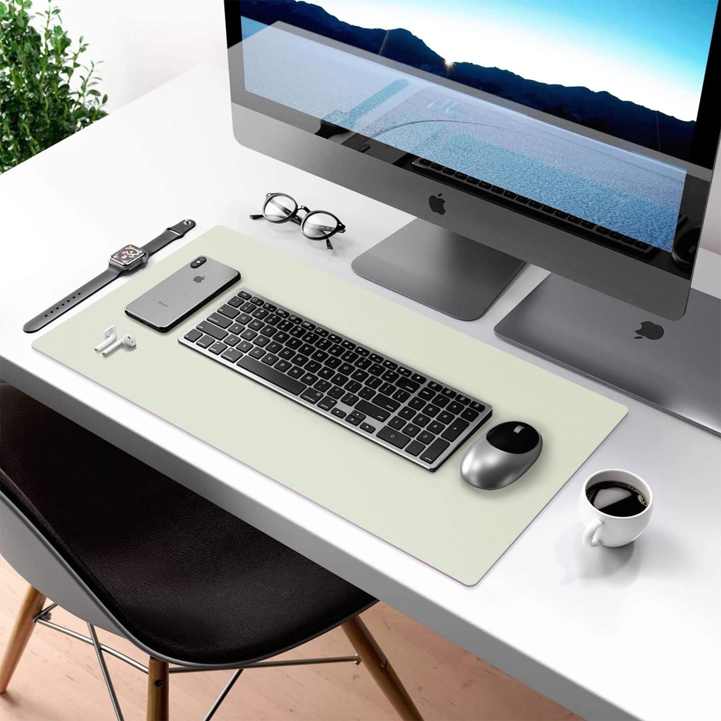 Aothia Double-Sided PU Leather Desk Pad - Non-Slip Large Mouse Pad & Desk Mat for Office, Home