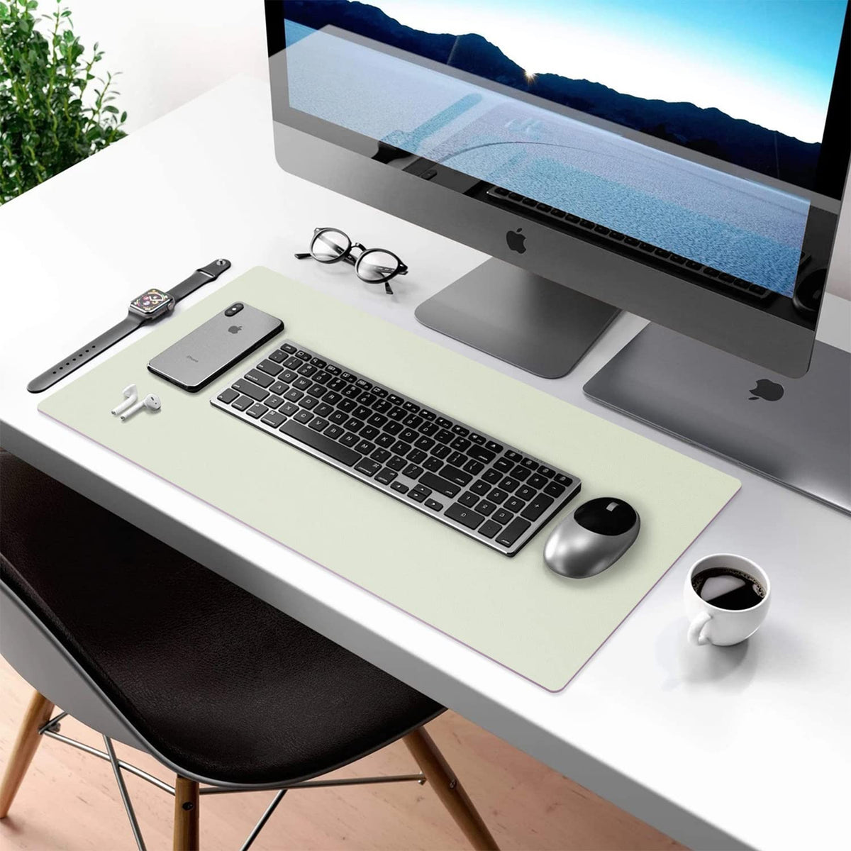 Aothia Double-Sided PU Leather Desk Pad - Non-Slip Large Mouse Pad & Desk Mat for Office, Home