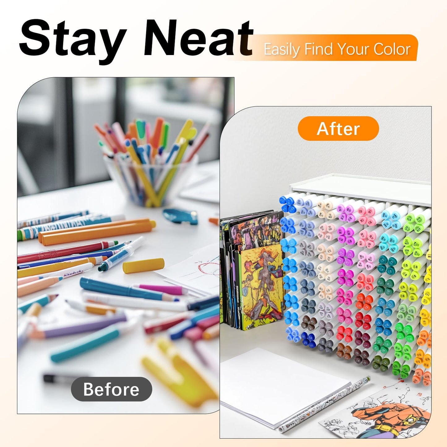 CKAGF Marker Organizer for 256 Markers, Desktop Art Supply Storage Holder