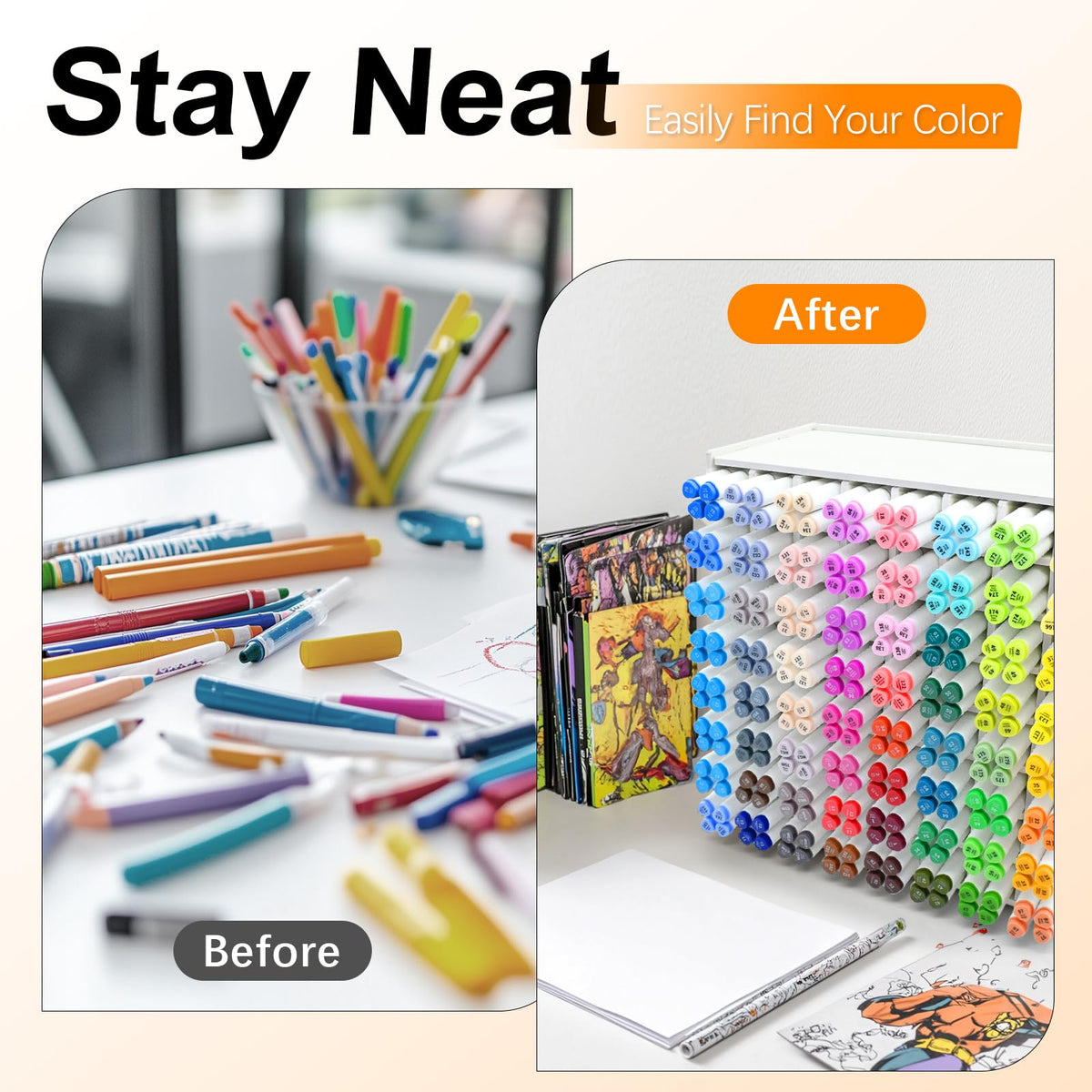 CKAGF Marker Organizer for 256 Markers, Desktop Art Supply Storage Holder